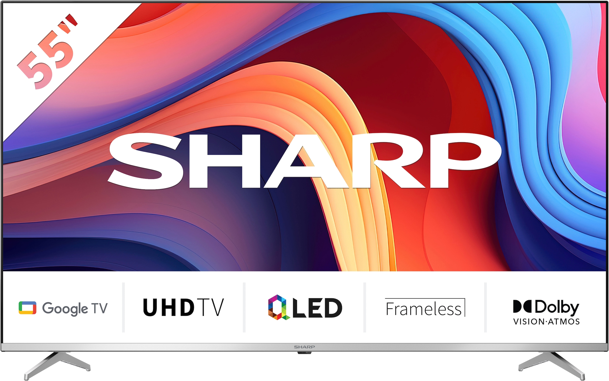 Sharp QLED-Fernseher »4T-C55GPx«, 4K Ultra HD, Google TV-Smart-TV, Quantum Dot, QLED, Dolby Atmos, Dolby Vision, HDMI 2.1 mit eARC