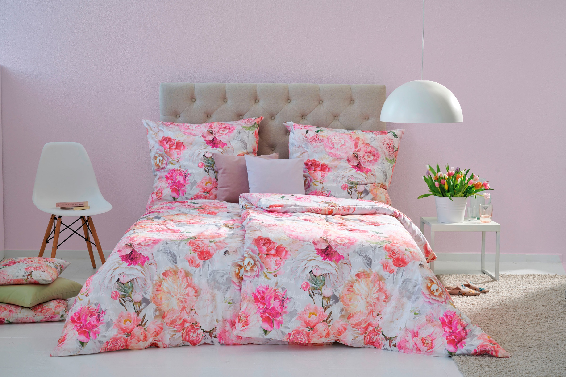 APELT Bettwäsche »Hannah«, Kunstvoll gemalte Rosen im Aquarellstil