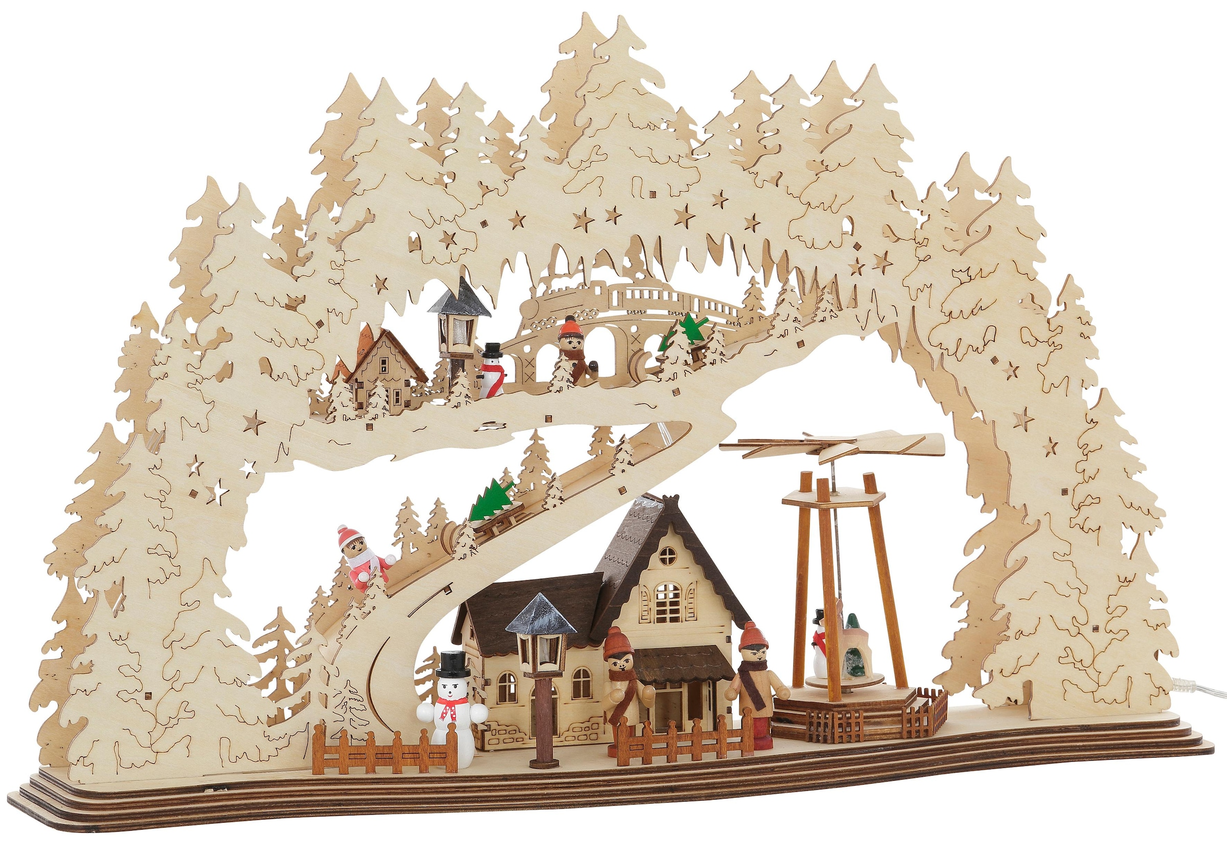 Home affaire Schwibbogen »Forsthaus, Weihnachtsdeko«, mit bewegter Pyramide