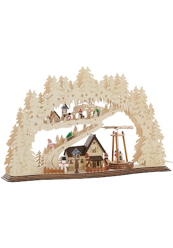 Schwibbogen »Forsthaus, Weihnachtsdeko«, mit bewegter Pyramide