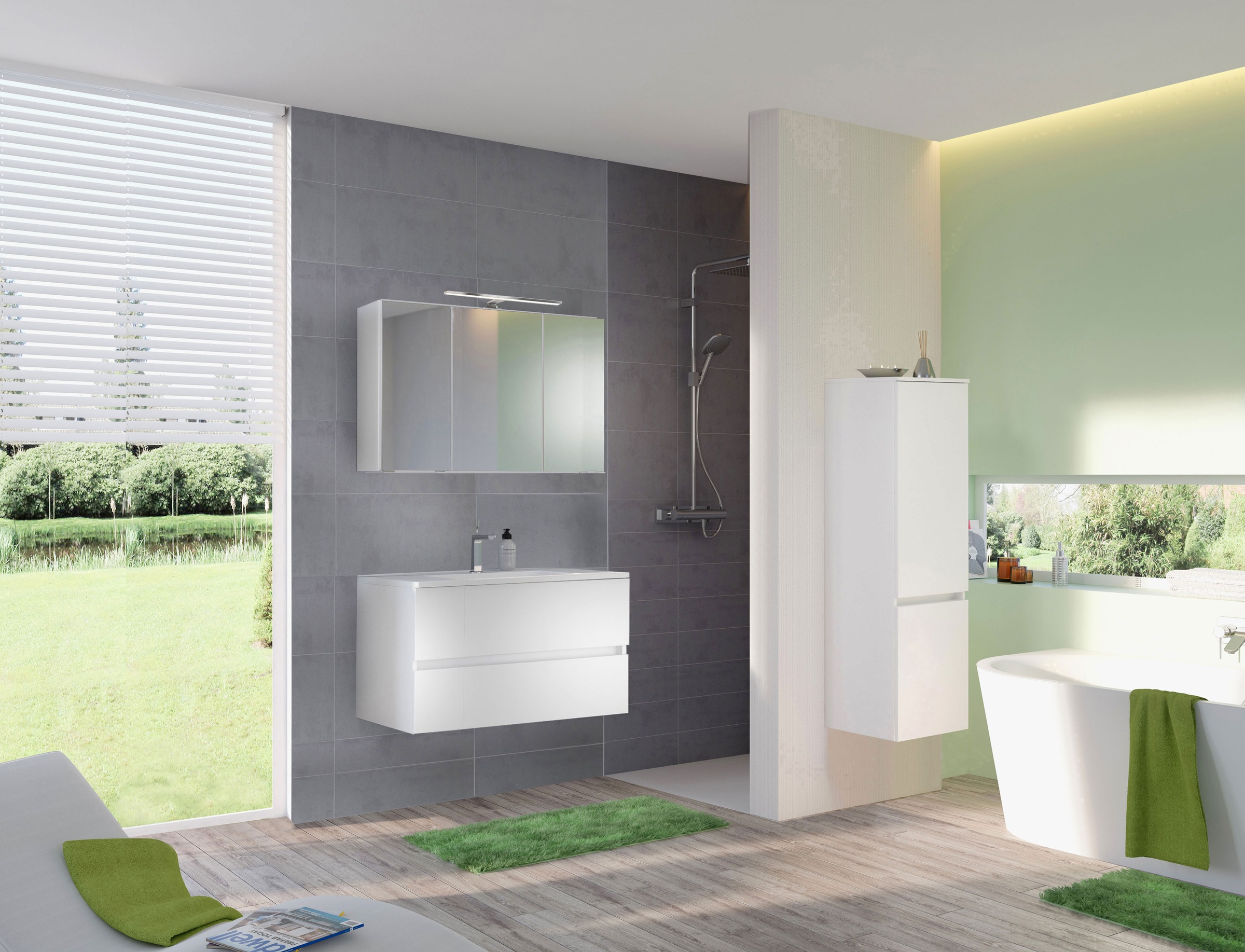 welltime Badmöbel-Set »Welltime Möbel Baabe Waschtisch-Set 3tlg. oder 5tlg. günstig online kaufen