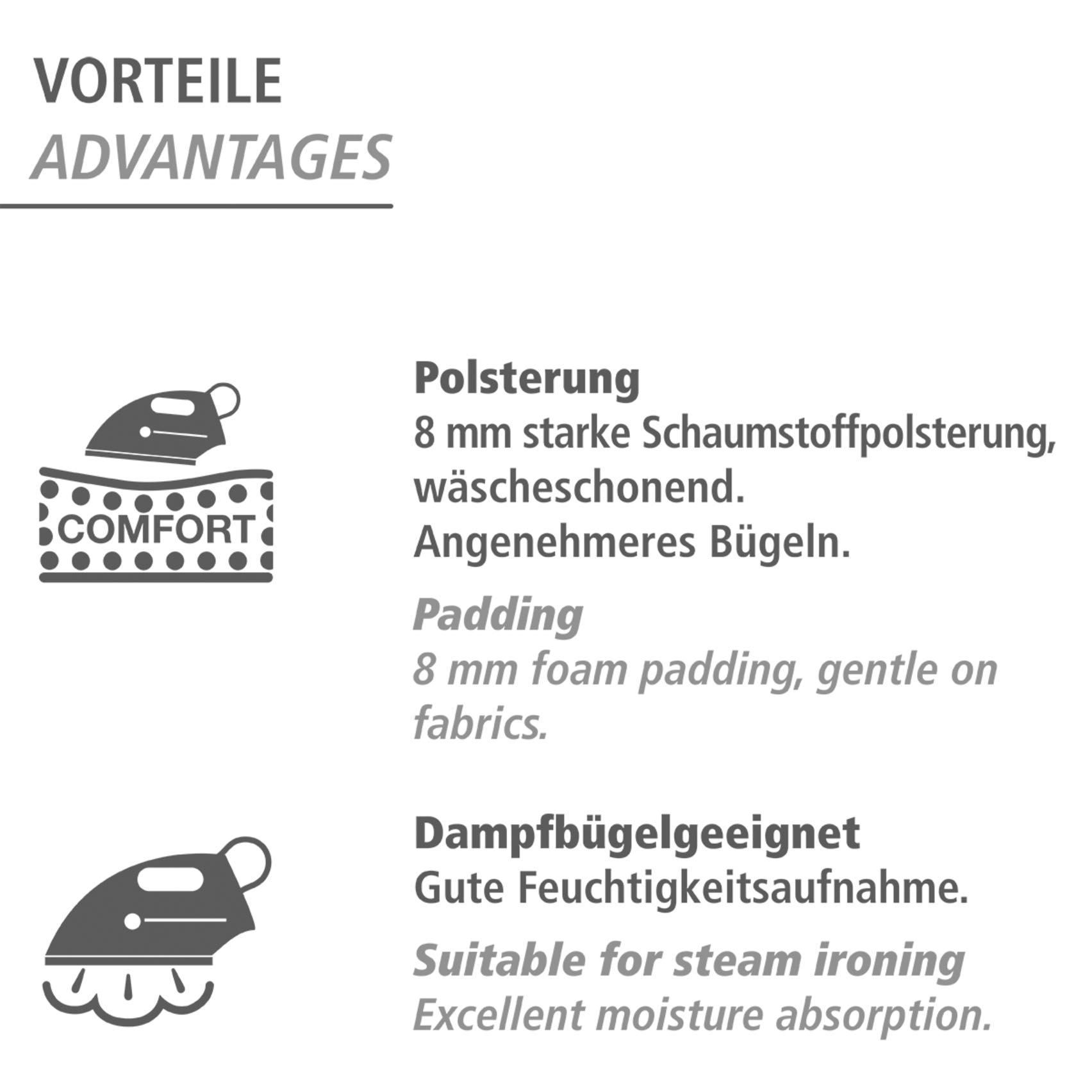 WENKO Bügelbrett »Modell Advance«, Bügelfläche 120 cmx42 cm, höhenverstellbarer Bügeltisch, platzsparend klappbar