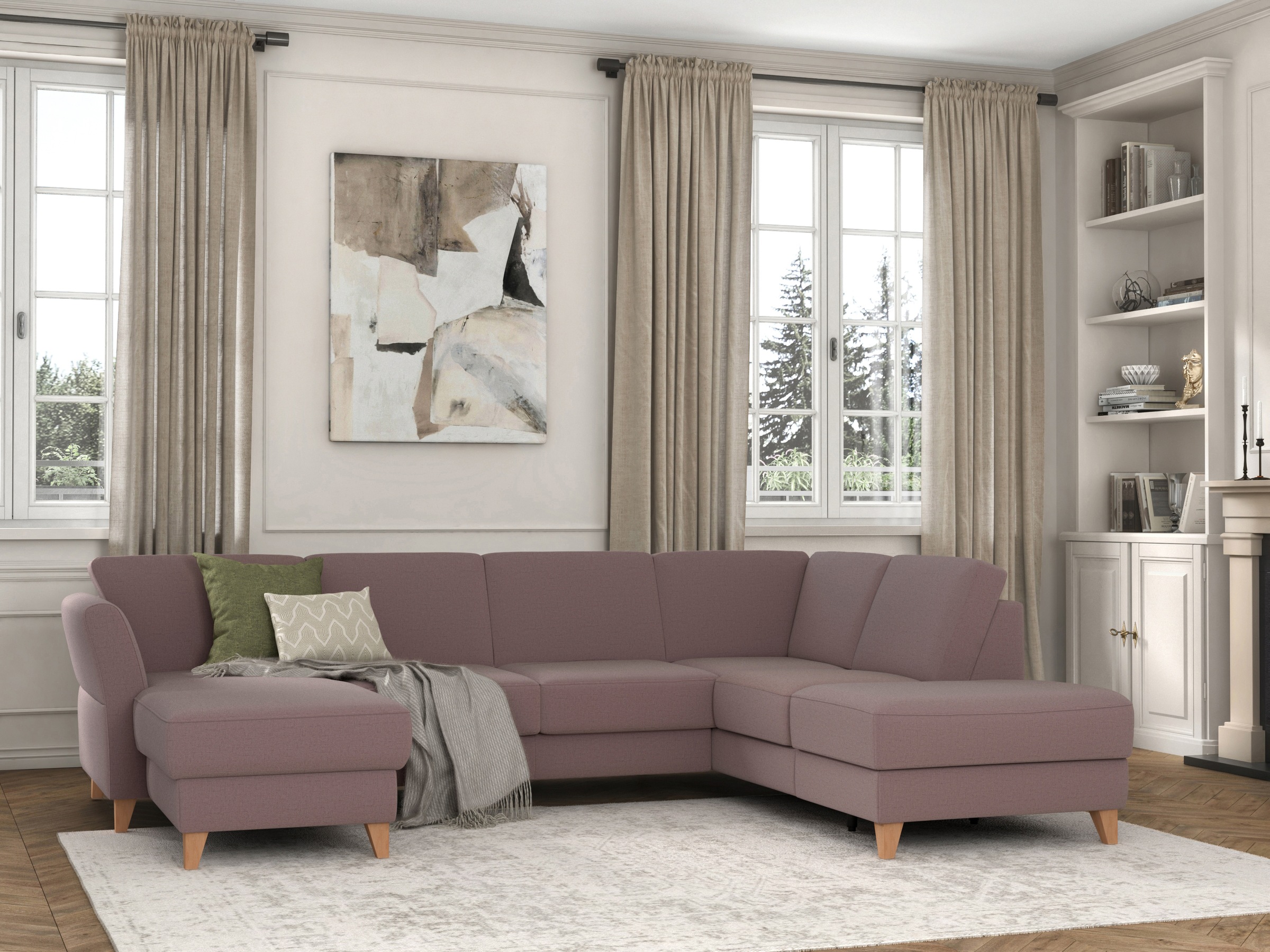 sit&more Wohnlandschaft »Visby U-Form«, wahlweise mit Bettfunktion und Stauraum, frei im Raum stellbar