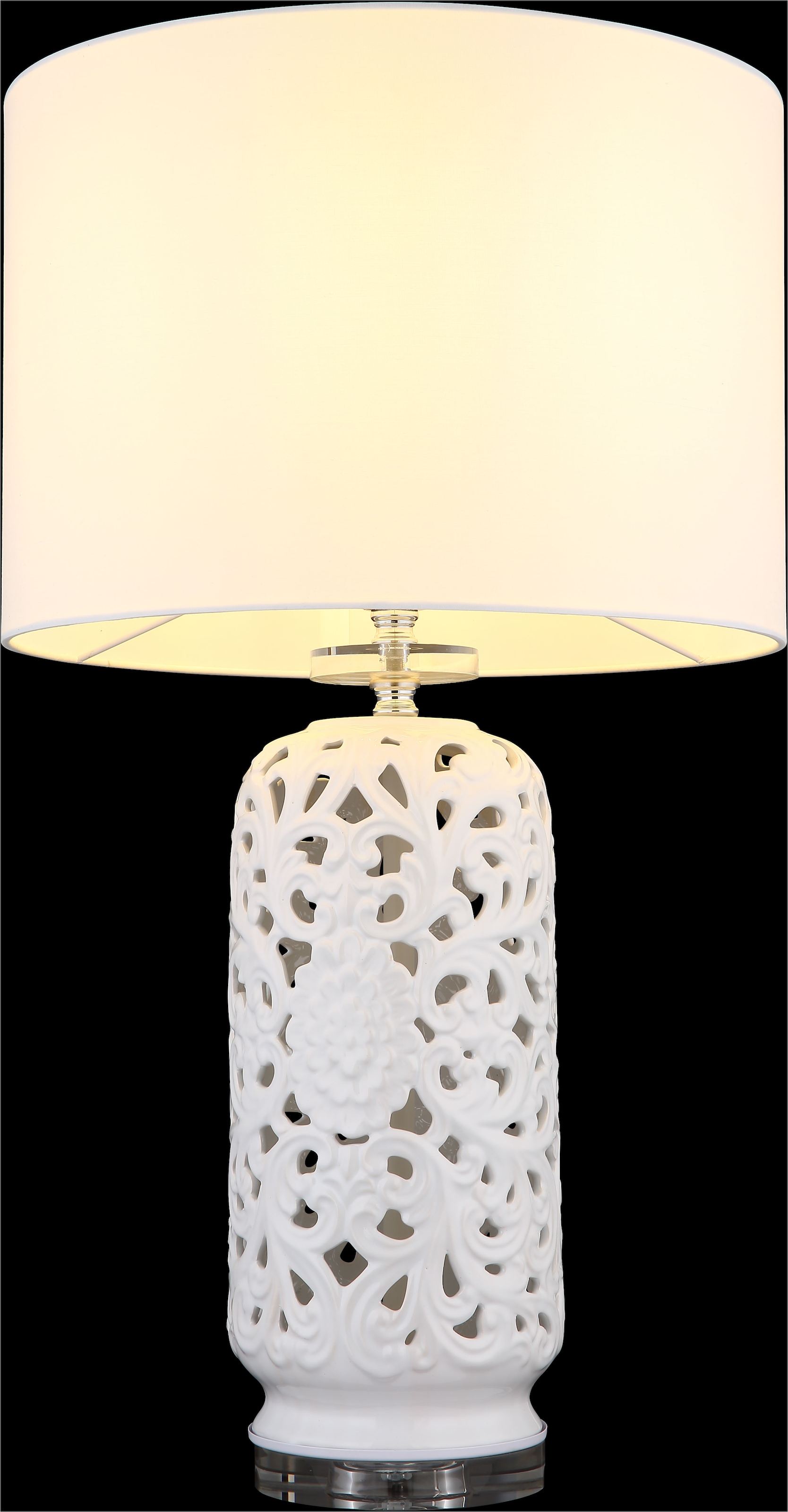 GLOBO LIGHTING Tischleuchte »SEBASTIAN«, Leuchtmittel E27 | ohne Leuchtmittel, Tischlampe/Schlafzimmer/Wohnzimmer/Textil weiß