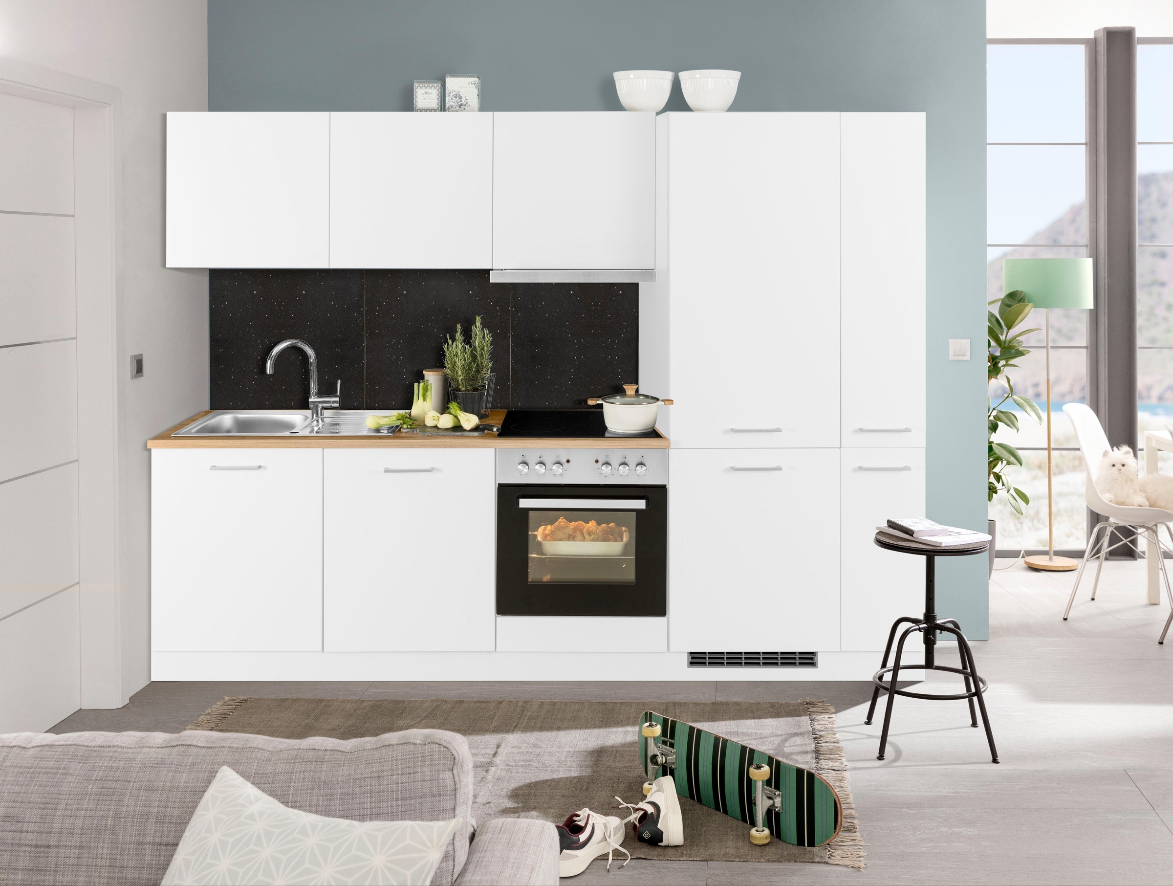 KOCHSTATION Küchenzeile »KS-Kehl«, mit E-Geräten, 270cm, inkl. Kühl/Gefrier günstig online kaufen