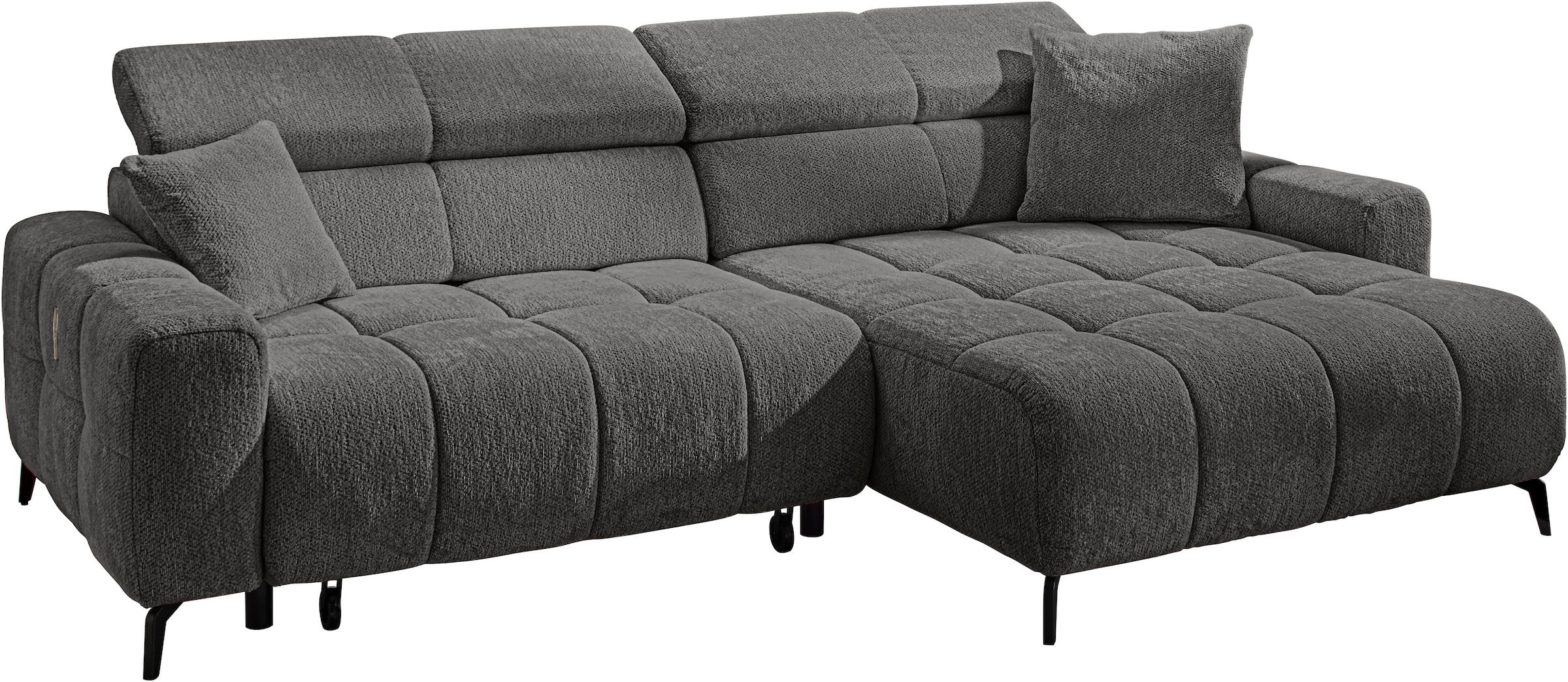 Jockenhöfer Gruppe Ecksofa »Racer L-Form, B: 290 cm, 60 cm elektrische Sitztiefenverstellung« USB-Ports, Kopfstützen verstellbar, Zierkissen, bis 140 kg/Sitz