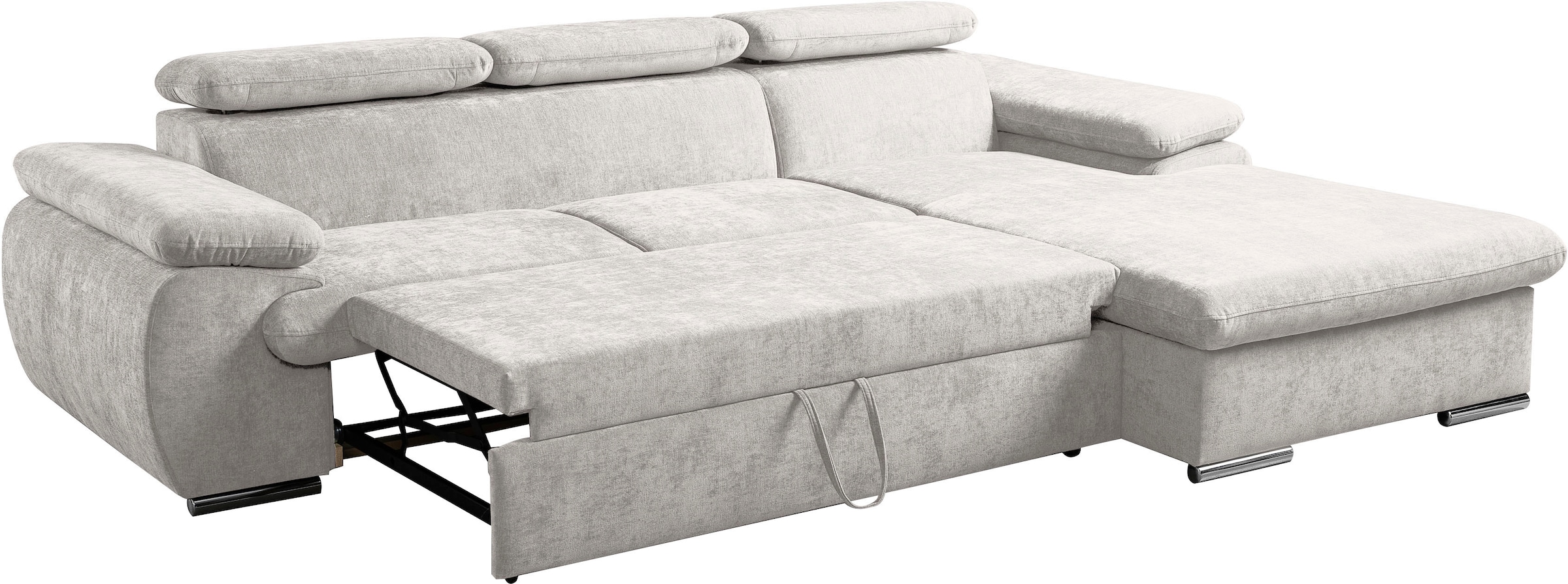 WERK2 Ecksofa »Cosmo 282 x 192 cm modern & bequem, Multifunktionen, Bettfunktion« Chenille, L-Form, XXL, Schlaffunktion, Bettkasten