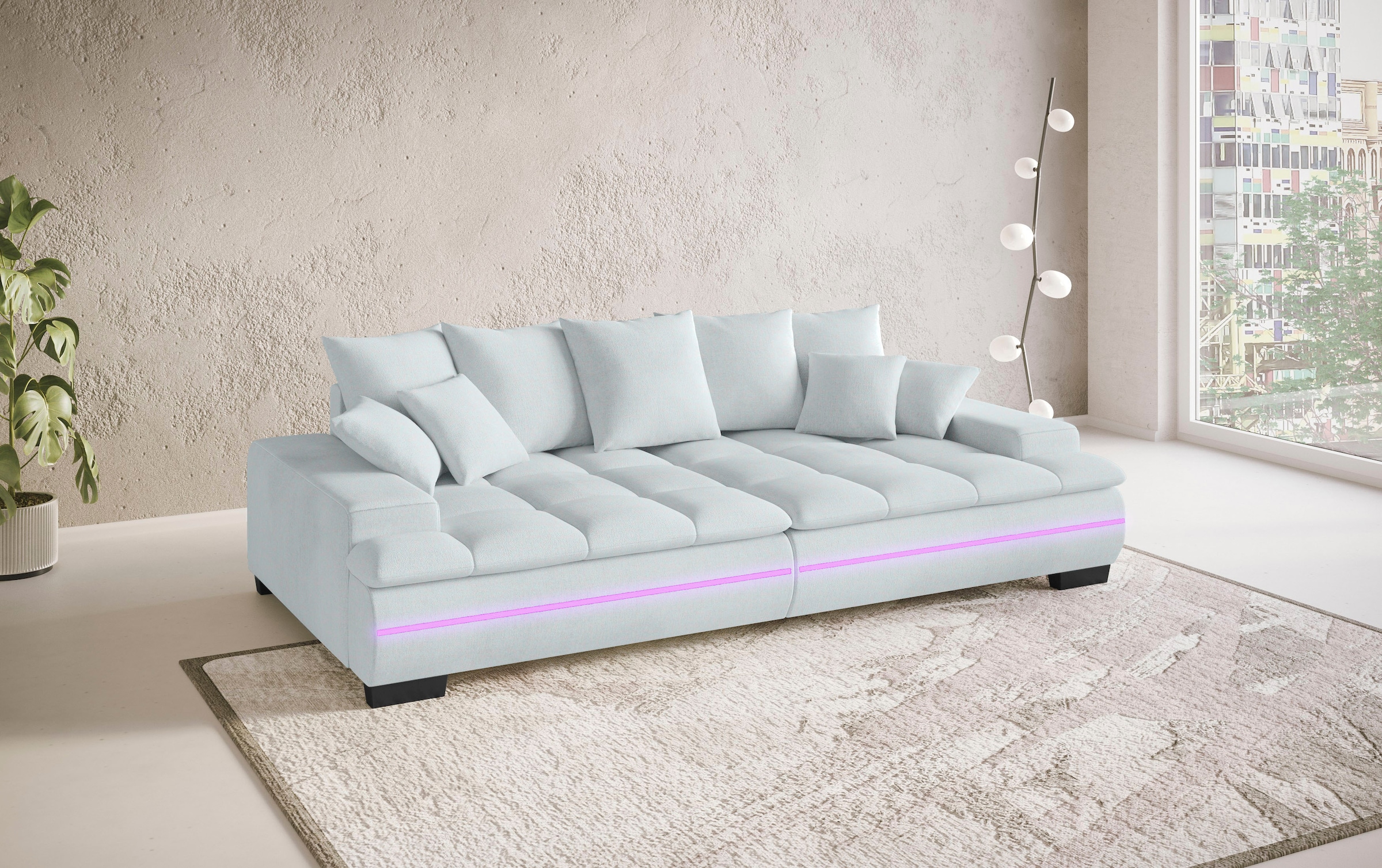 Mr. Couch Big-Sofa »Haiti II RGB-LED«, RGB-LED Beleuchtung, mit Handwerklich gearbeiteter Komfort-Steppung