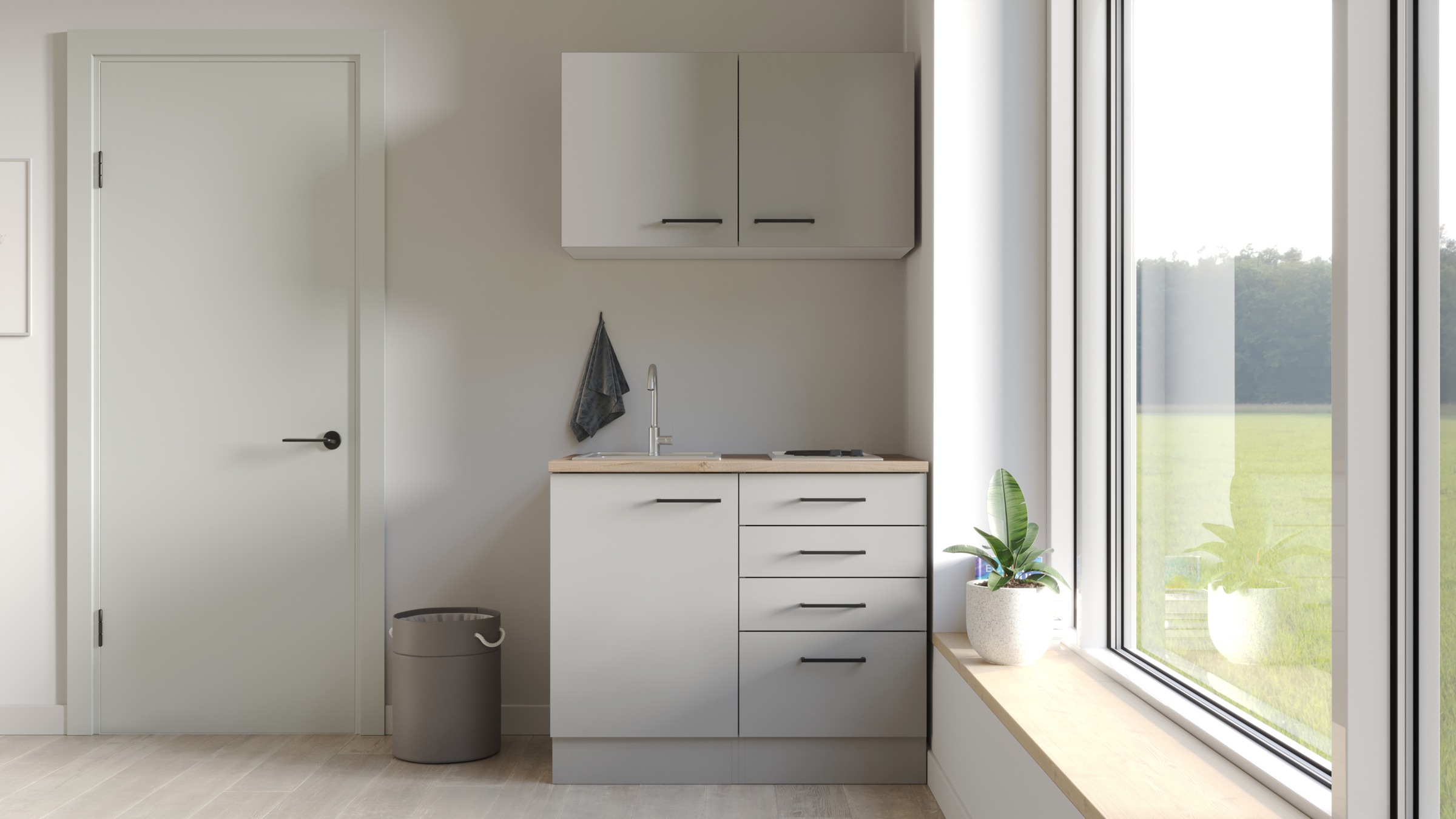 Flex-Well Küchenzeile »Lund« mit E-Geräten, Gesamtbreite 100 cm, gänzende F günstig online kaufen