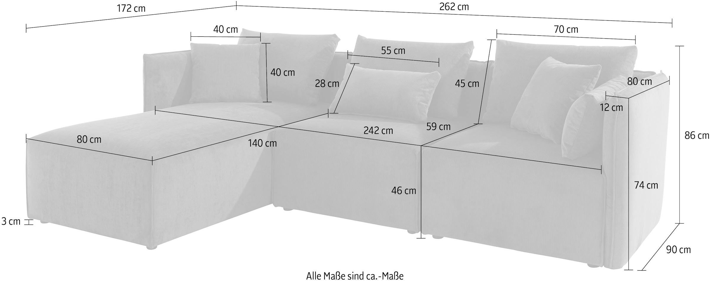 andas Ecksofa »Nöre«, (3 Teile), zusammengesetzt aus Modulen, in vielen Bezugsqualitäten und Farben