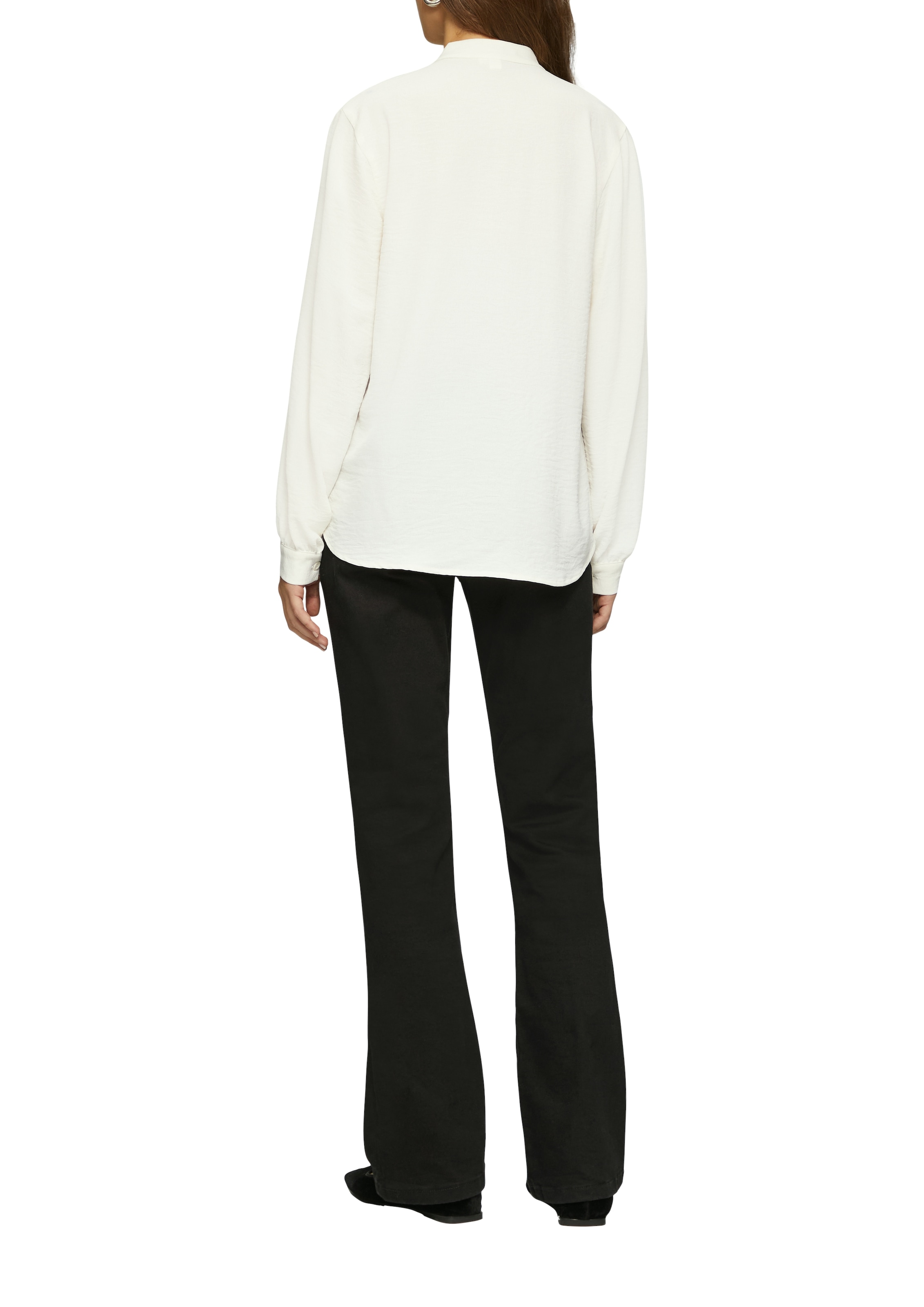 QS Langarmbluse mit Raffung am Stehkragen