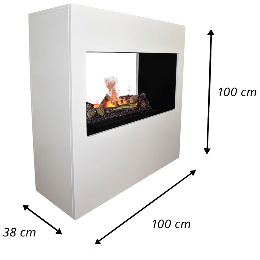GLOW FIRE Echtfeuer-Dekokamin »Goethe OMC 600«, Wasserdampfkamin mit täuschend 3D Feuer mit integriertem Knistereffekt