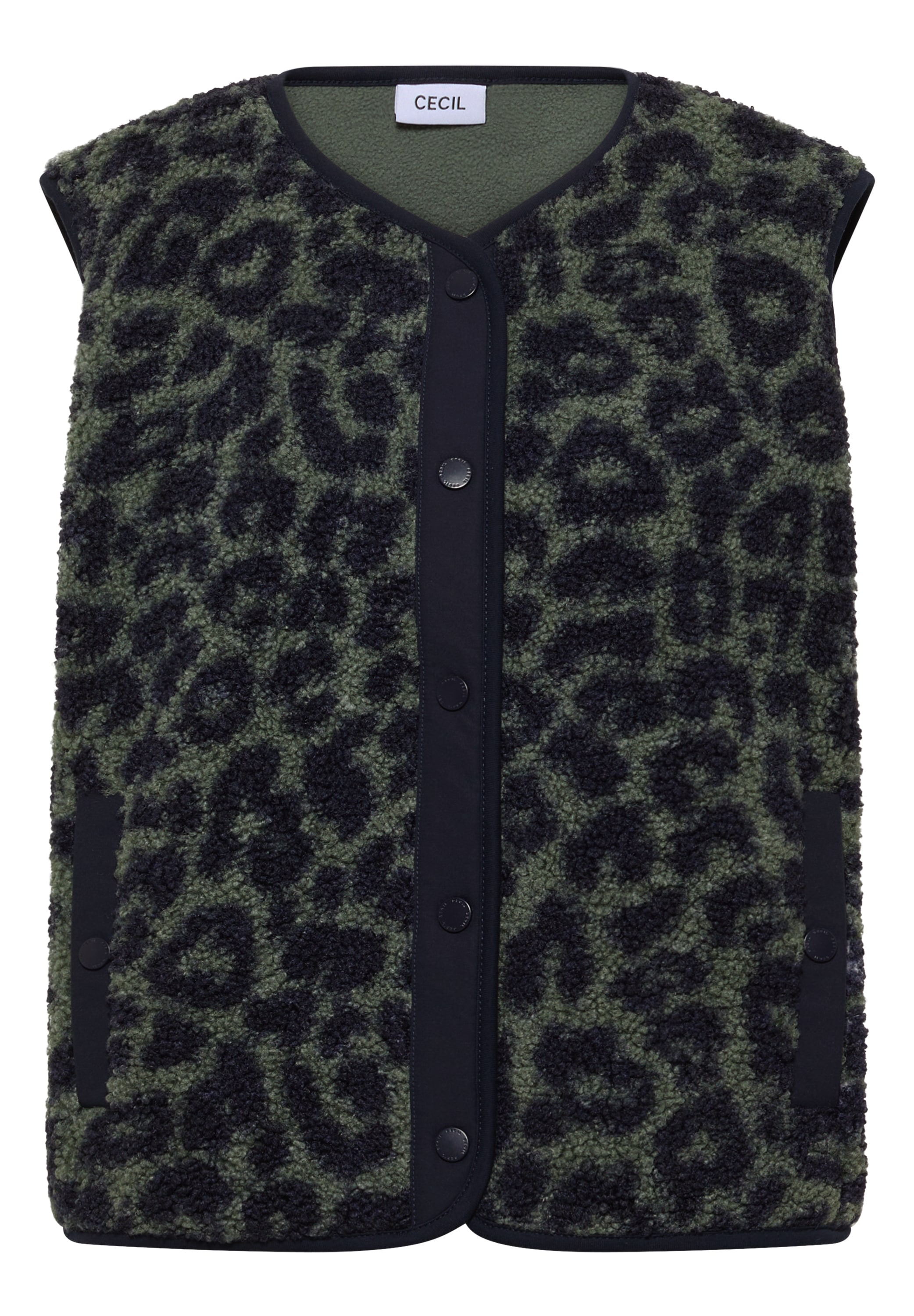 Cecil Fleeceweste Teddy-Weste mit Softshelldetails und Leo-Muster