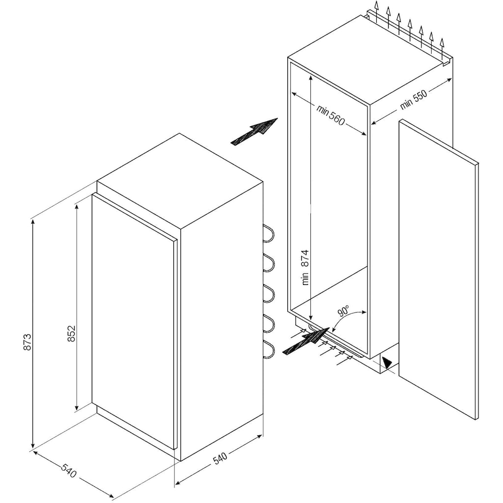 Amica Einbaukühlschrank, EVKS 16162, 88 cm hoch, 54 cm breit