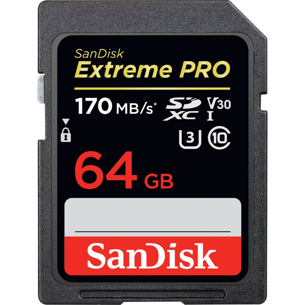 Sandisk Speicherkarte »SDXC Extreme Pro 64GB, Video Speed Class V30«, (Video Speed Class 30 (V30) 170 MB/s Lesegeschwindigkeit)