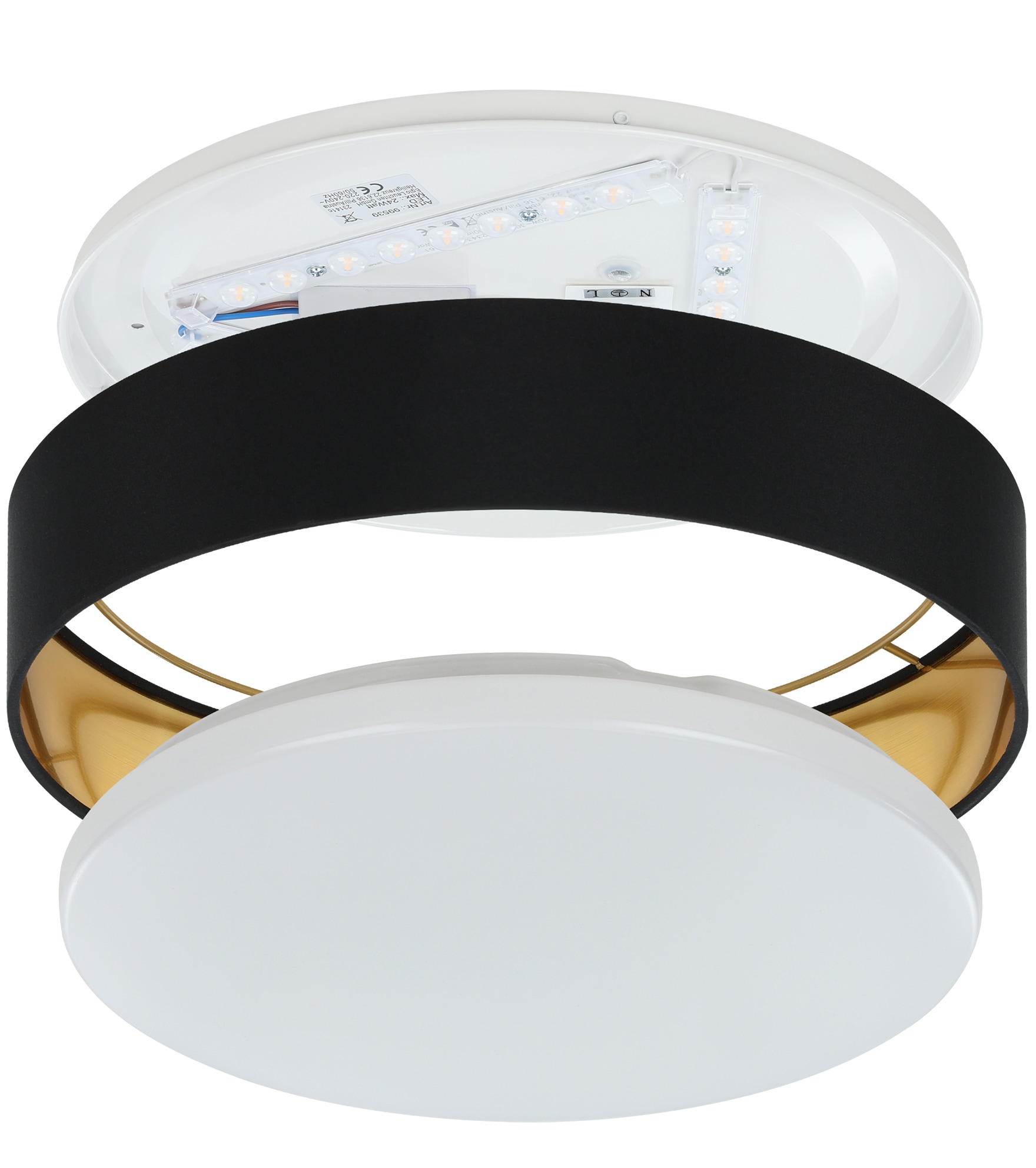 Leonique LED Deckenleuchte »Juria«, 1 flammig, Leuchtmittel LED-Modul | LED fest integriert, Deckenlampe Ø38 x H9 cm mit Textil-/Stoffschirm, CCT, Fernbedienung