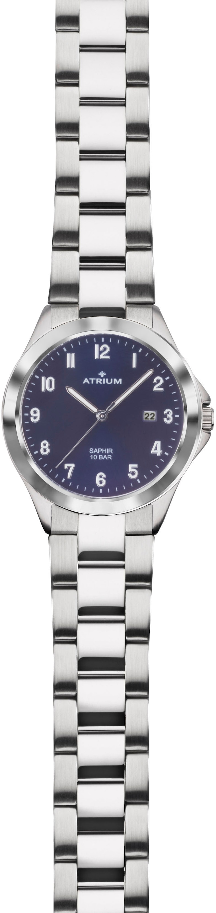 Atrium Quarzuhr, Armbanduhr, Herrenuhr, Damenuhr, Saphirglas, Edelstahlarmband