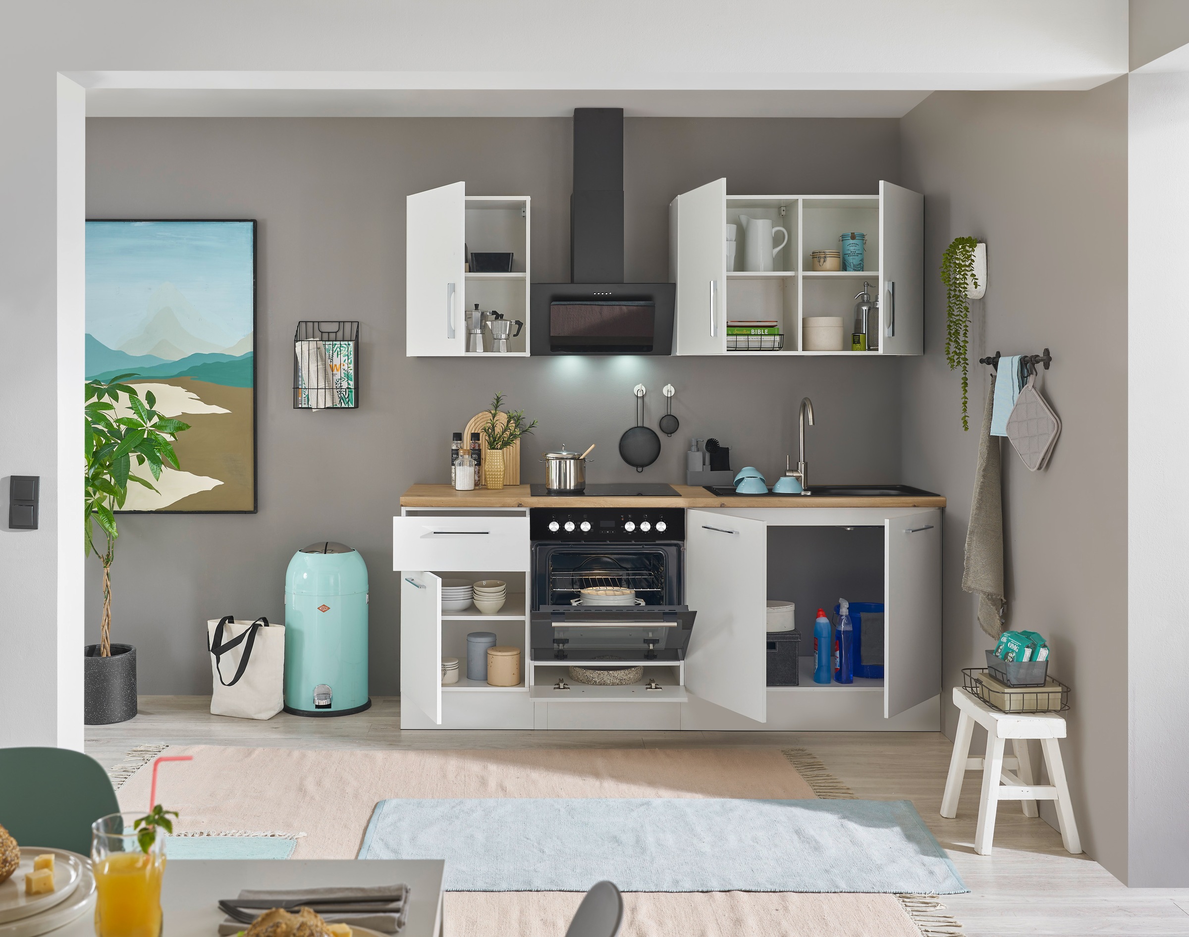 BASIC by Balculina Küchenzeile »Turin«, Breite 210 cm, wahlweise mit E-Geräten