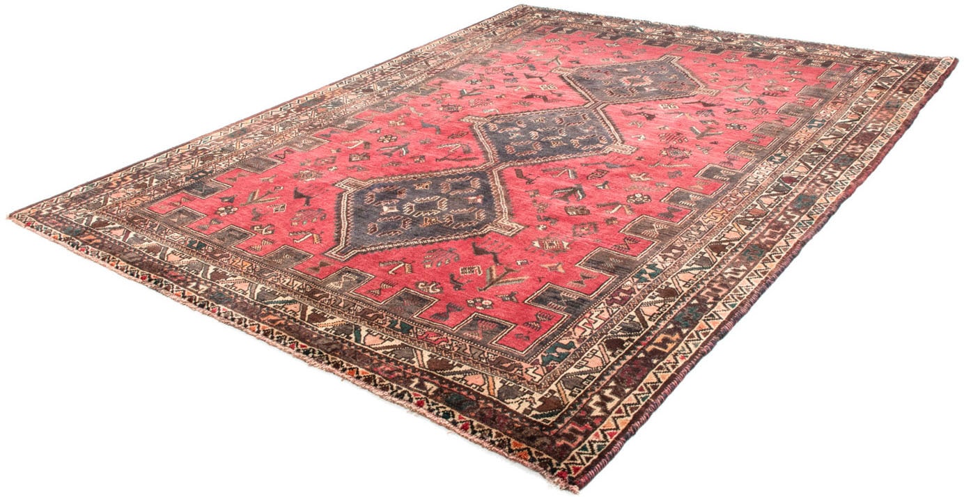 Wollteppich „Shiraz Medaillon Rosso 294 x 217 cm“, rechteckig, Unikat mit Zertifikat Rot 10 mm B/L: 217 cm x 294 cm – 10 mm