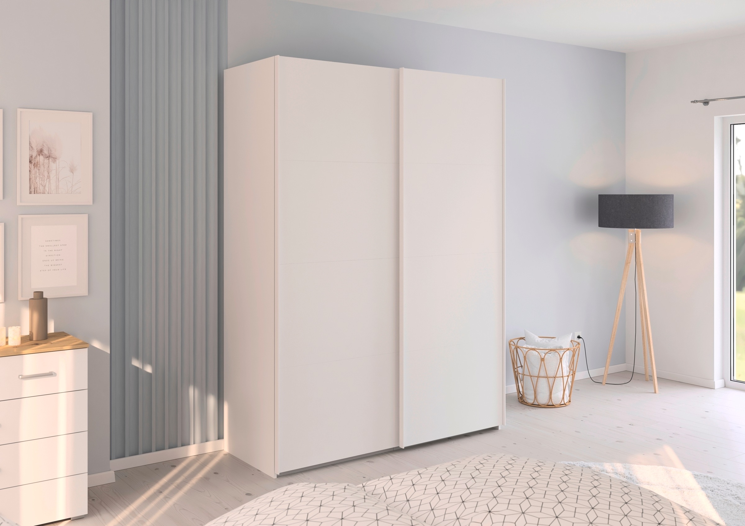 rauch Schwebetürenschrank »Kleiderschrank Schrank Garderobe Schlafzimmerschrank EVELYN«, in elegantem Stil, in 5 Breiten, Griffe in Korpusfarbe MADE IN GERMANY