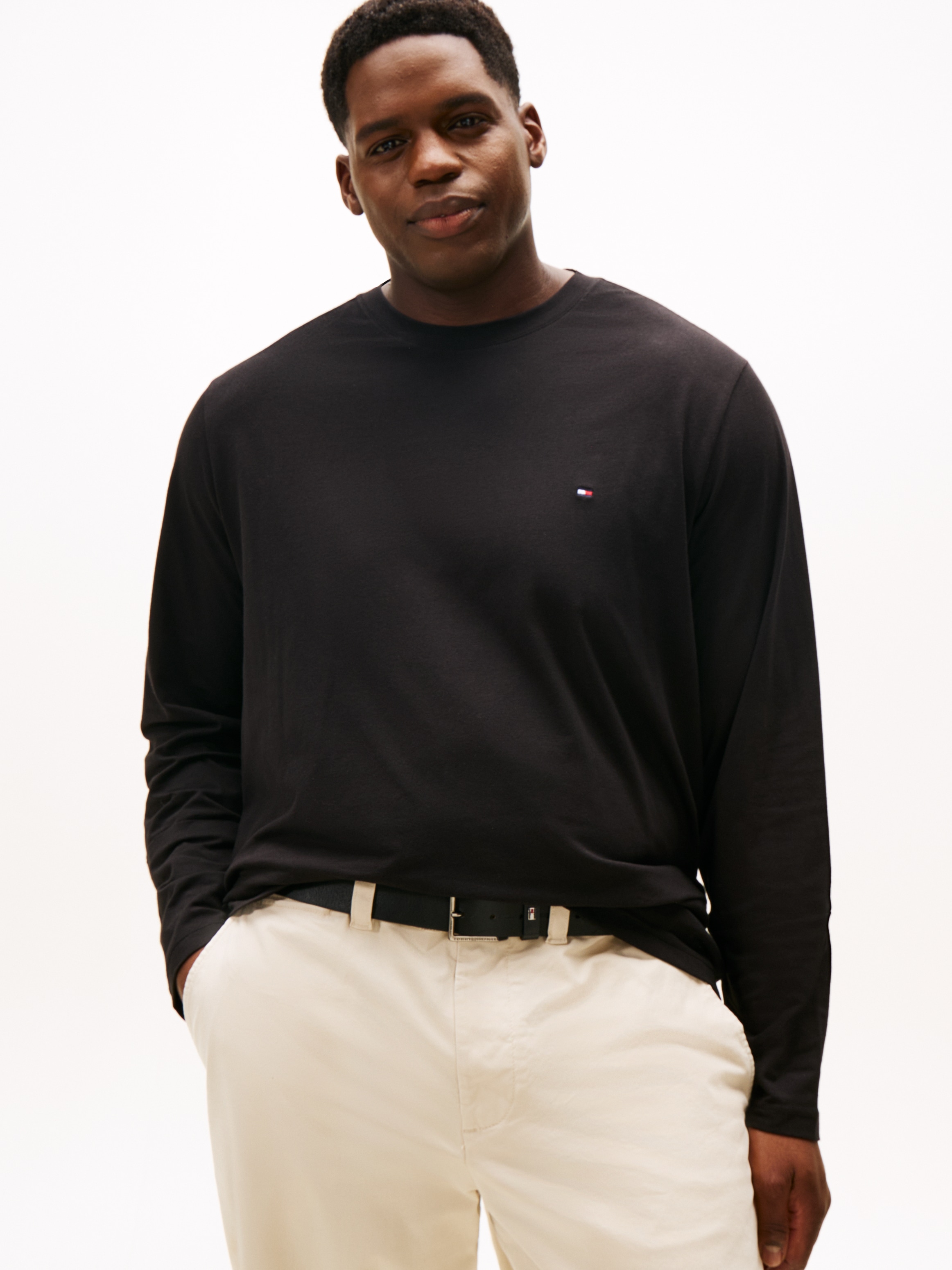 Tommy Hilfiger Big & Tall Longsleeve »BT-STRETCH SLIM FIT TEE-B mit Rundhals und Logo« unifarben, casual, slim fit, Baumwollmix, Rundhals, große Größen