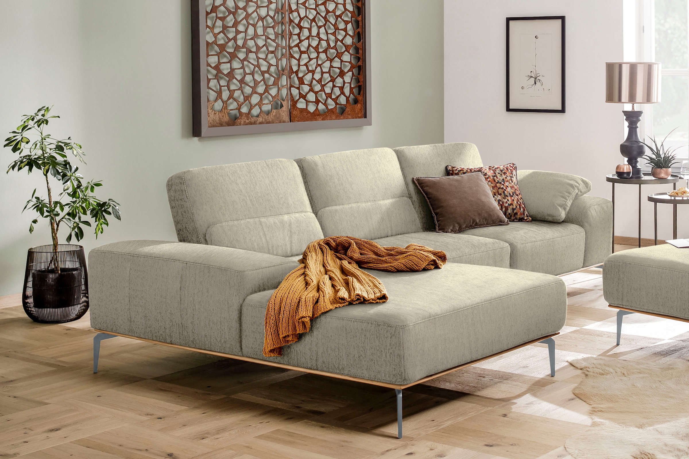 W.SCHILLIG Ecksofa "run", mit elegantem Holzsockel, Füße in Silber matt, Br günstig online kaufen