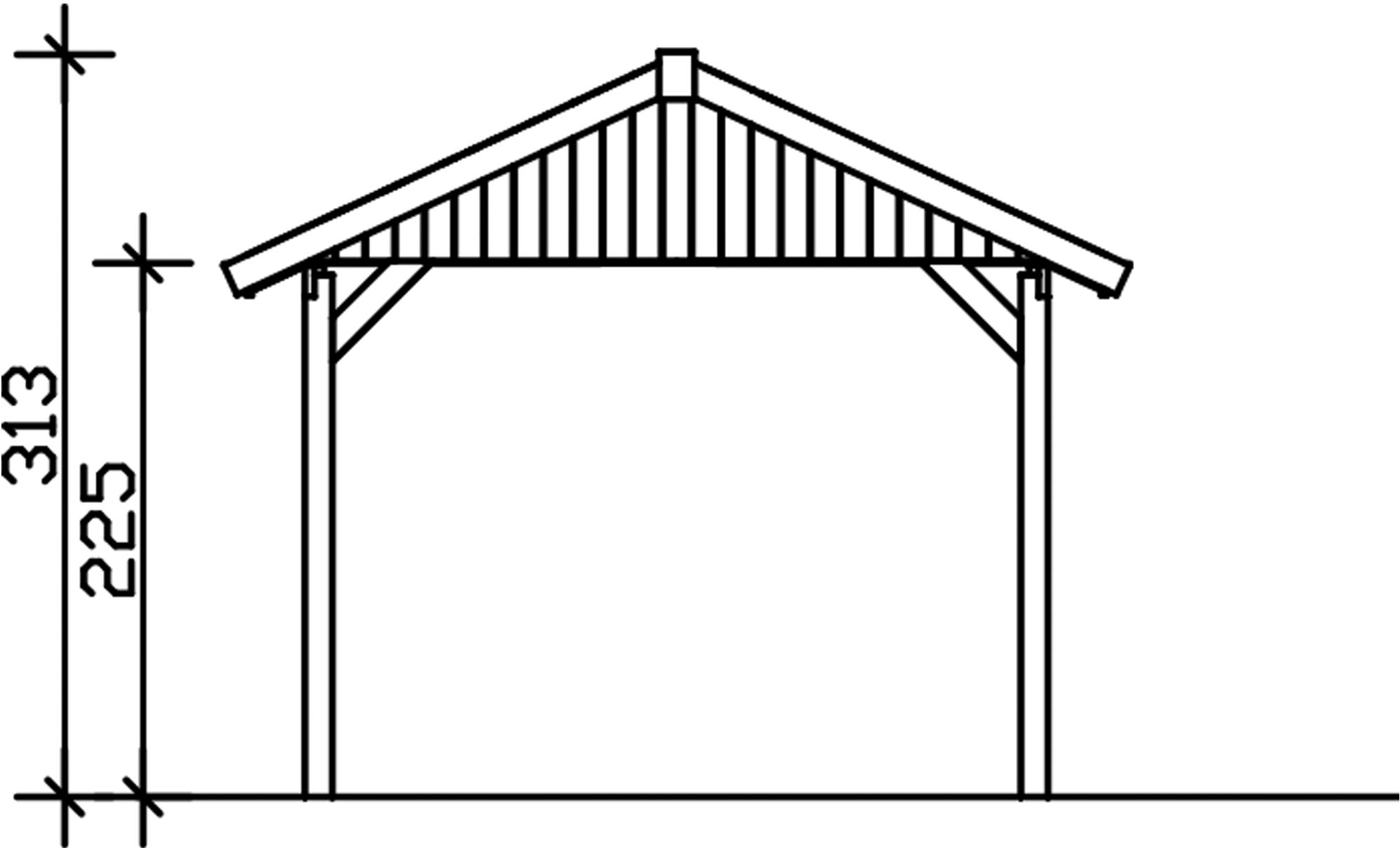 Skanholz Einzelcarport »Wallgau«, Nadelholz, 291 cm, Schiefergrau, 380x600cm, mit Dachlattung
