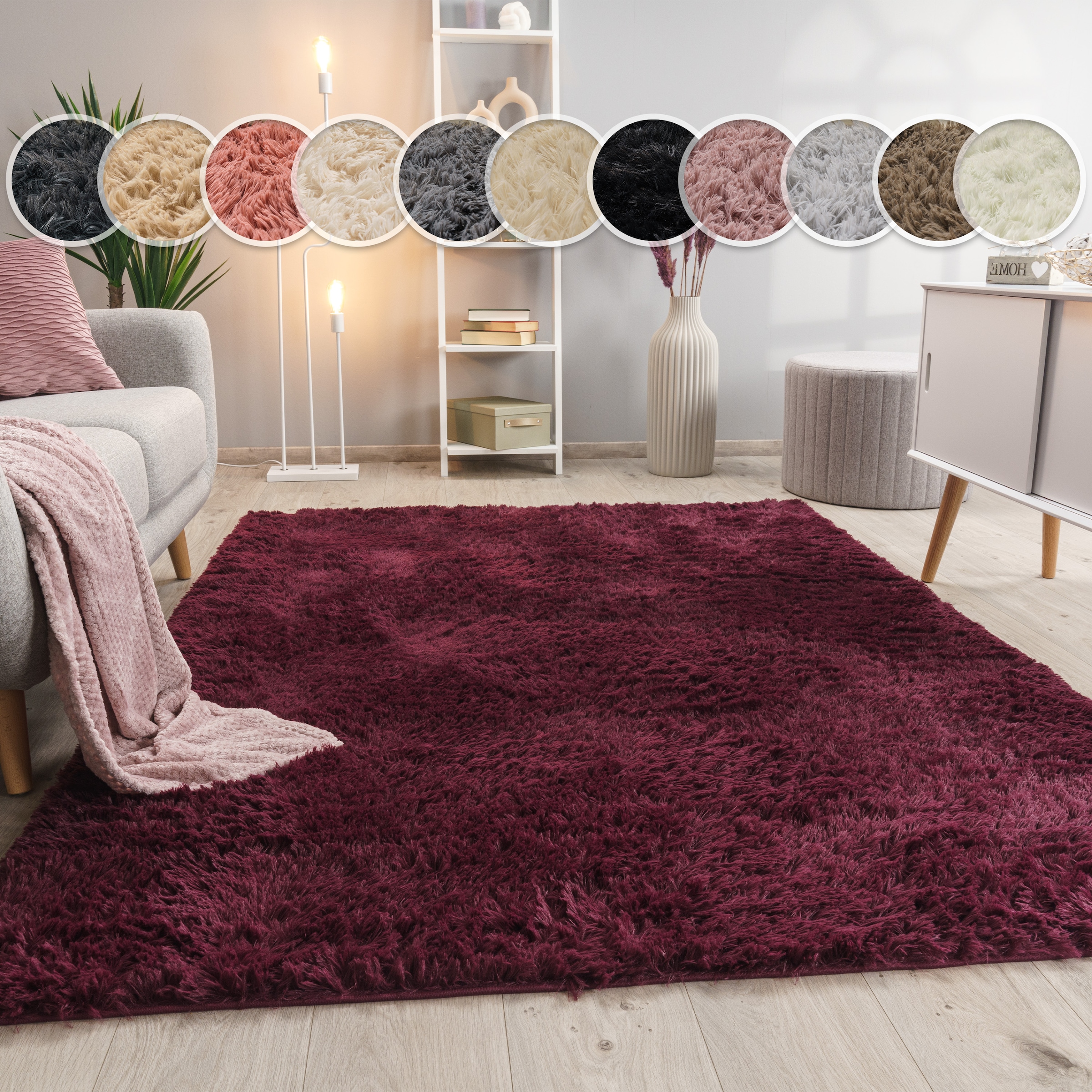 Paco Home Hochflor-Teppich »Silky 591« rechteckig 37 mm Höhe Uni-Farben, besonders weich und kuschelig