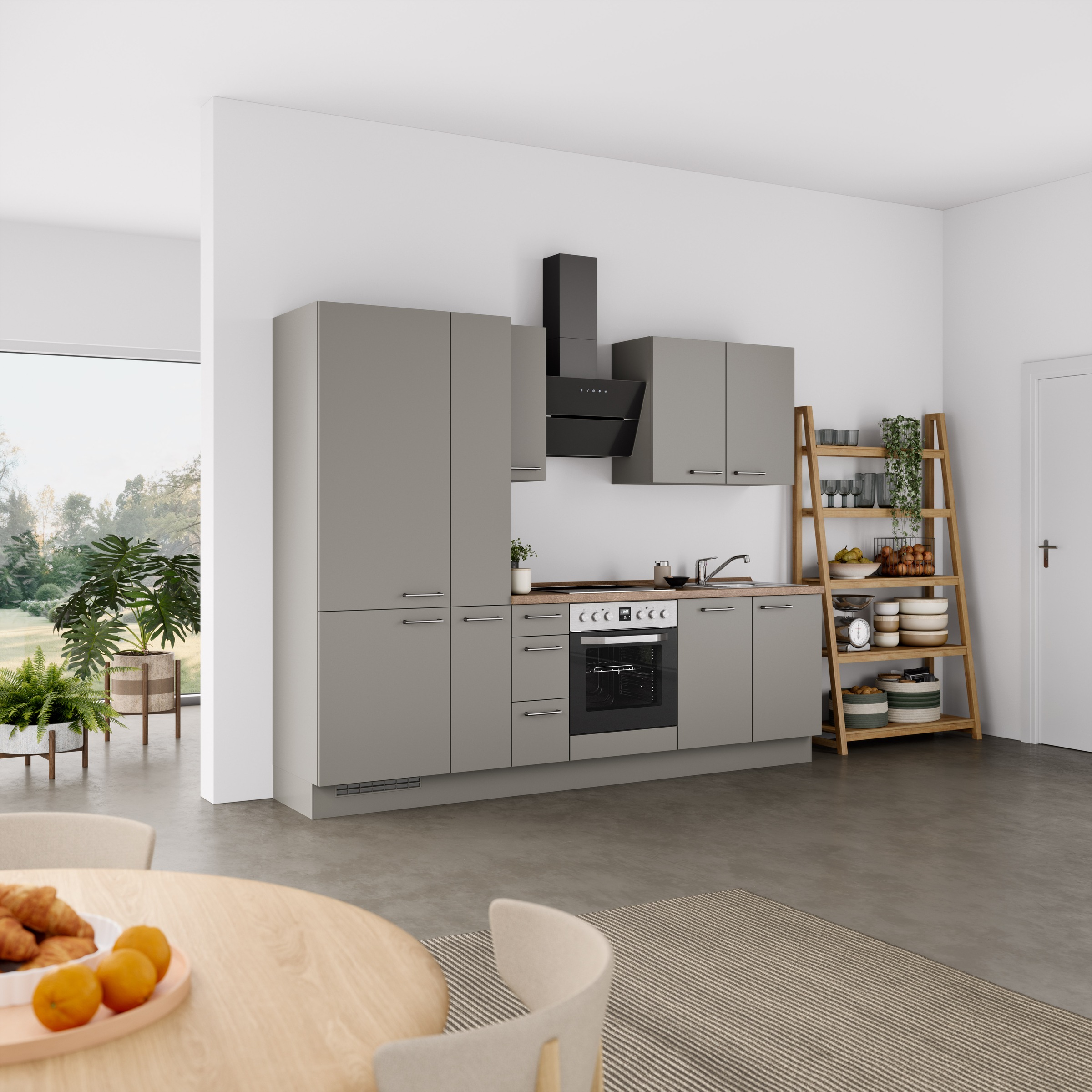 nobilia® Küchenzeile »"Laser II", Ausrichtung wählbar, Breite 270 cm« vormontiert, wahlw. mit unterschiedlichen E-Geräten-Sets