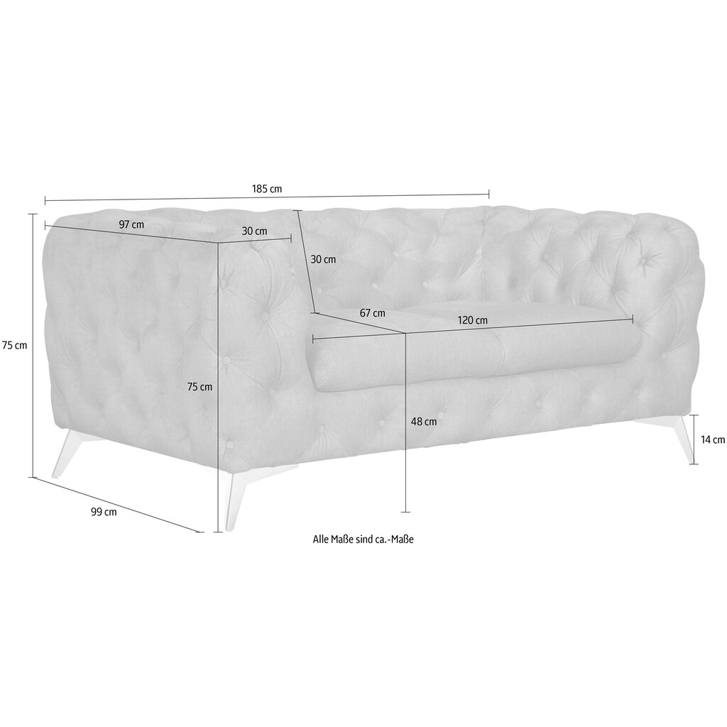 Leonique Chesterfield-Sofa »Glynis«, aufwändige Knopfheftung, moderne Chesterfield Optik, Fußfarbe wählbar