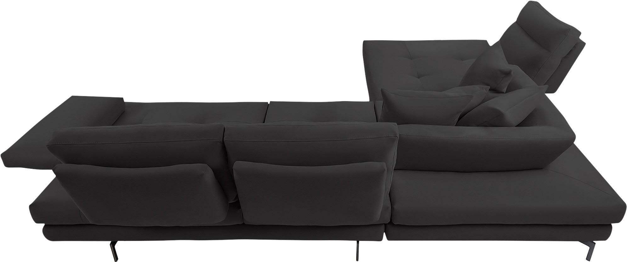 CALIA ITALIA Ecksofa »Toby Wing, Komfortsofa mit Sitzkomfort der Extraklasse, L-Form«, Sitztiefenverstellung, wahlw. mit Kissen-Set,Füße schwarz matt