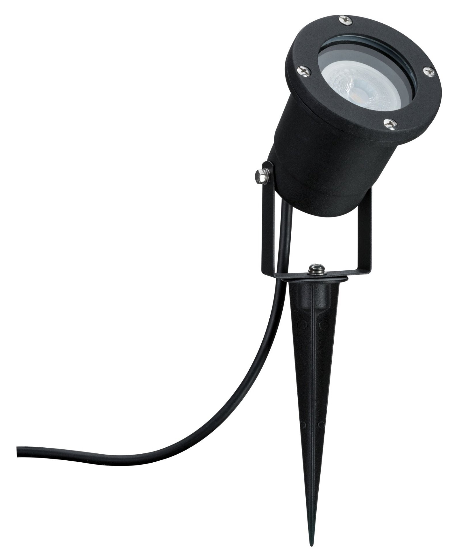 Paulmann LED Gartenstrahler »IP65 rund 92mm 2200K 4,3W 320lm 230V 38-38° Schwarz Metall«, 1 flammig-flammig, Goldlicht insektenfreundlich