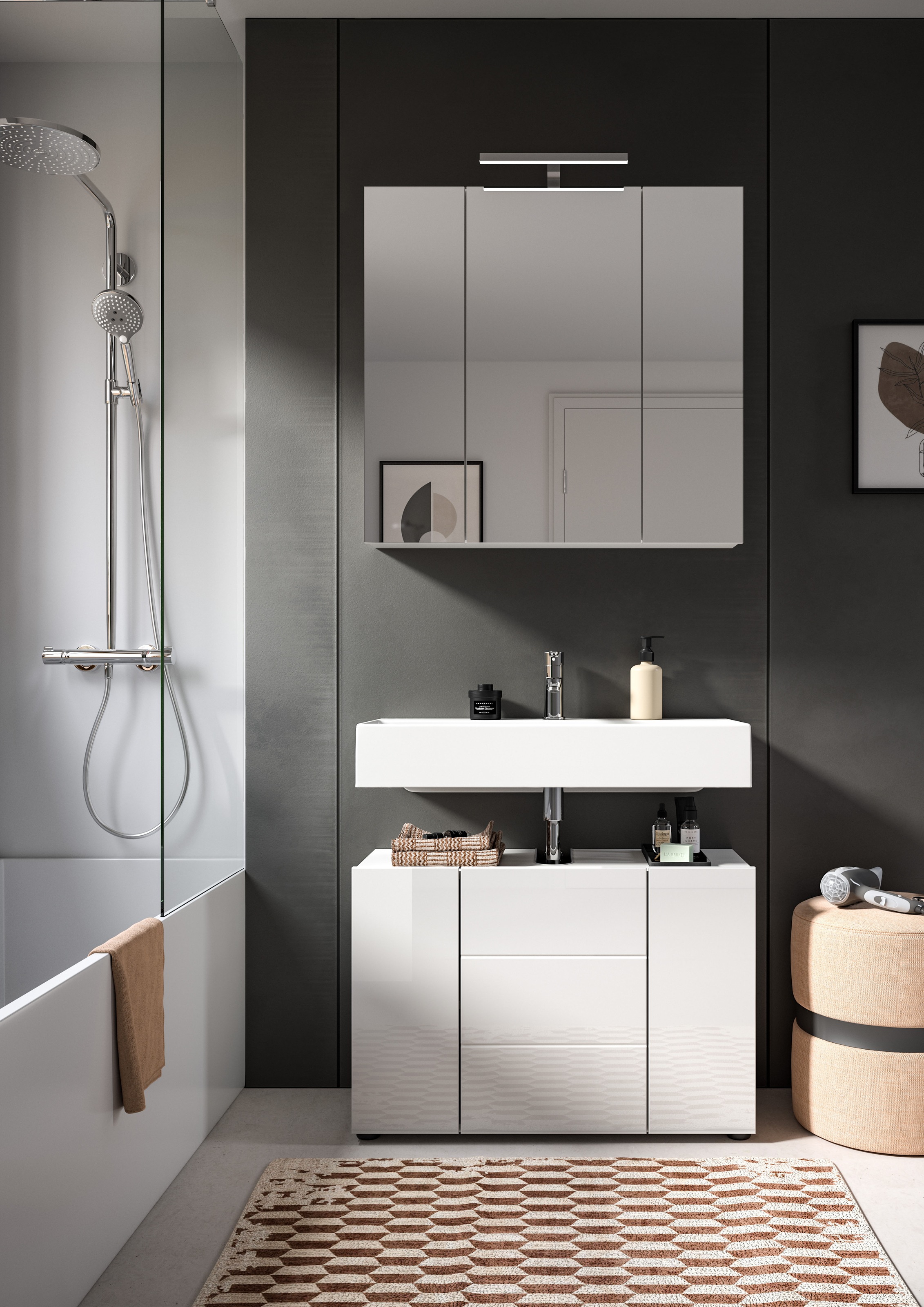 welltime Badmöbel-Set »BIEL, TOPSELLER!, 2 teilig, hochwertige MDF Front, R günstig online kaufen