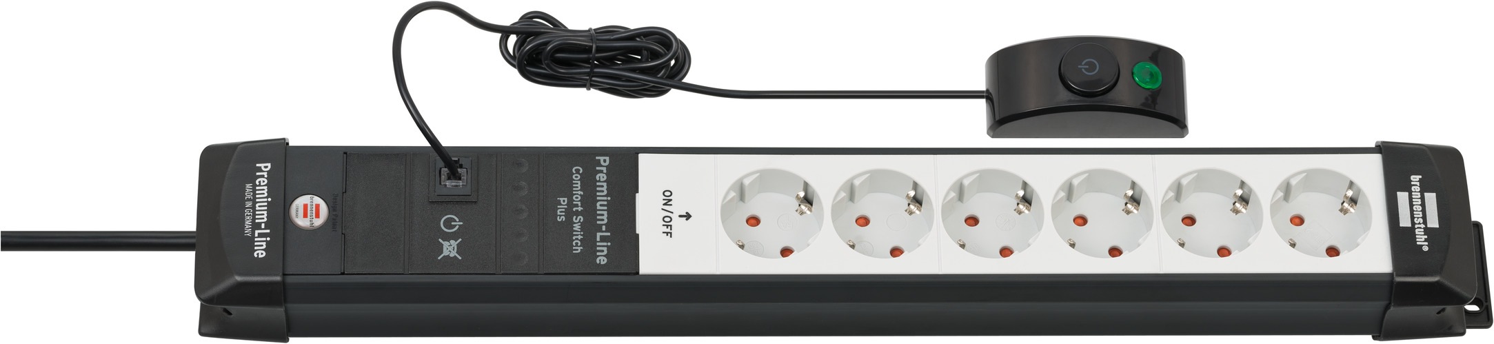 Brennenstuhl Steckdosenleiste »Premium-Line Comfort Switch Plus«, 6-fach, (Kabellänge 3 m), zusätzlicher Hand-Fußschalter