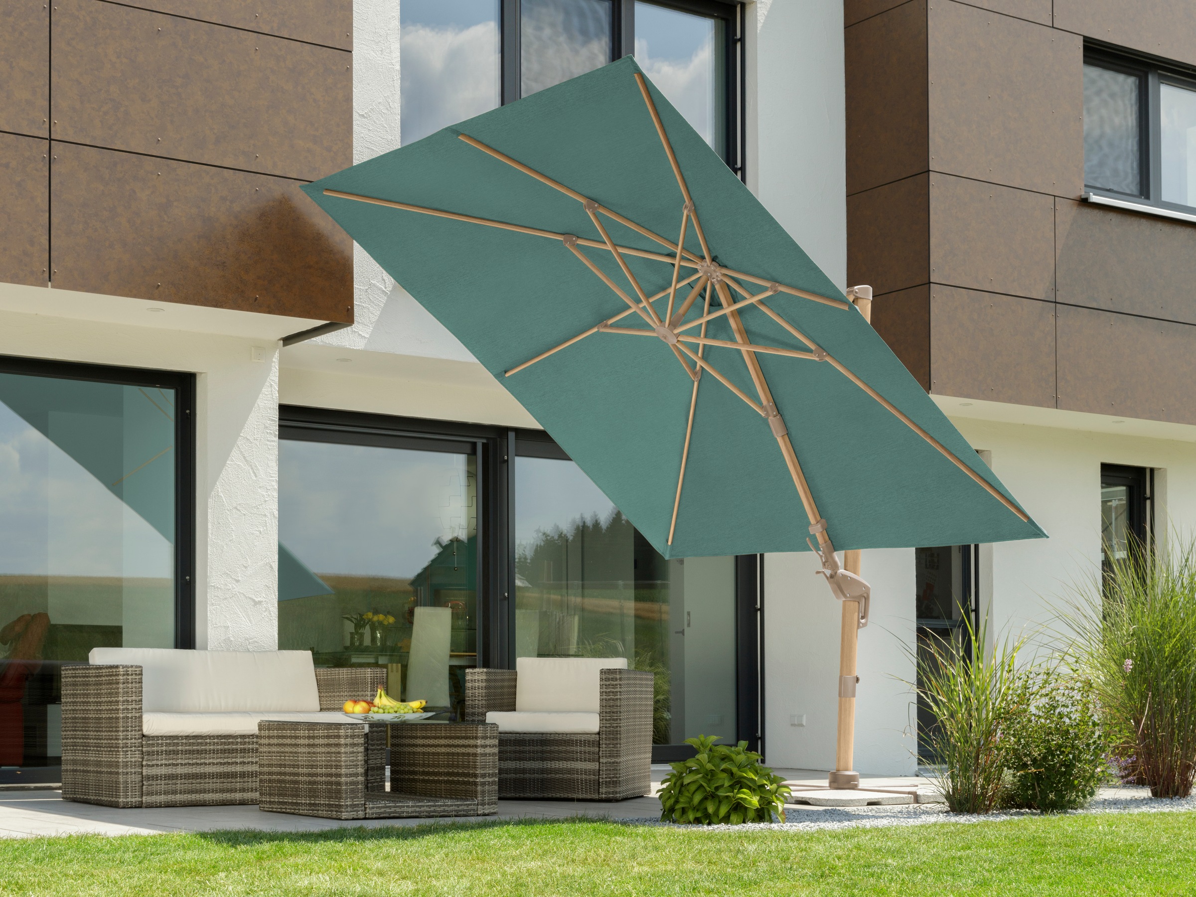 Schneider Schirme Ampelschirm »»Rhodos Twist Loft««, 300x300 cm, flexibler Ampelschirm in moderner Leinenstruktur