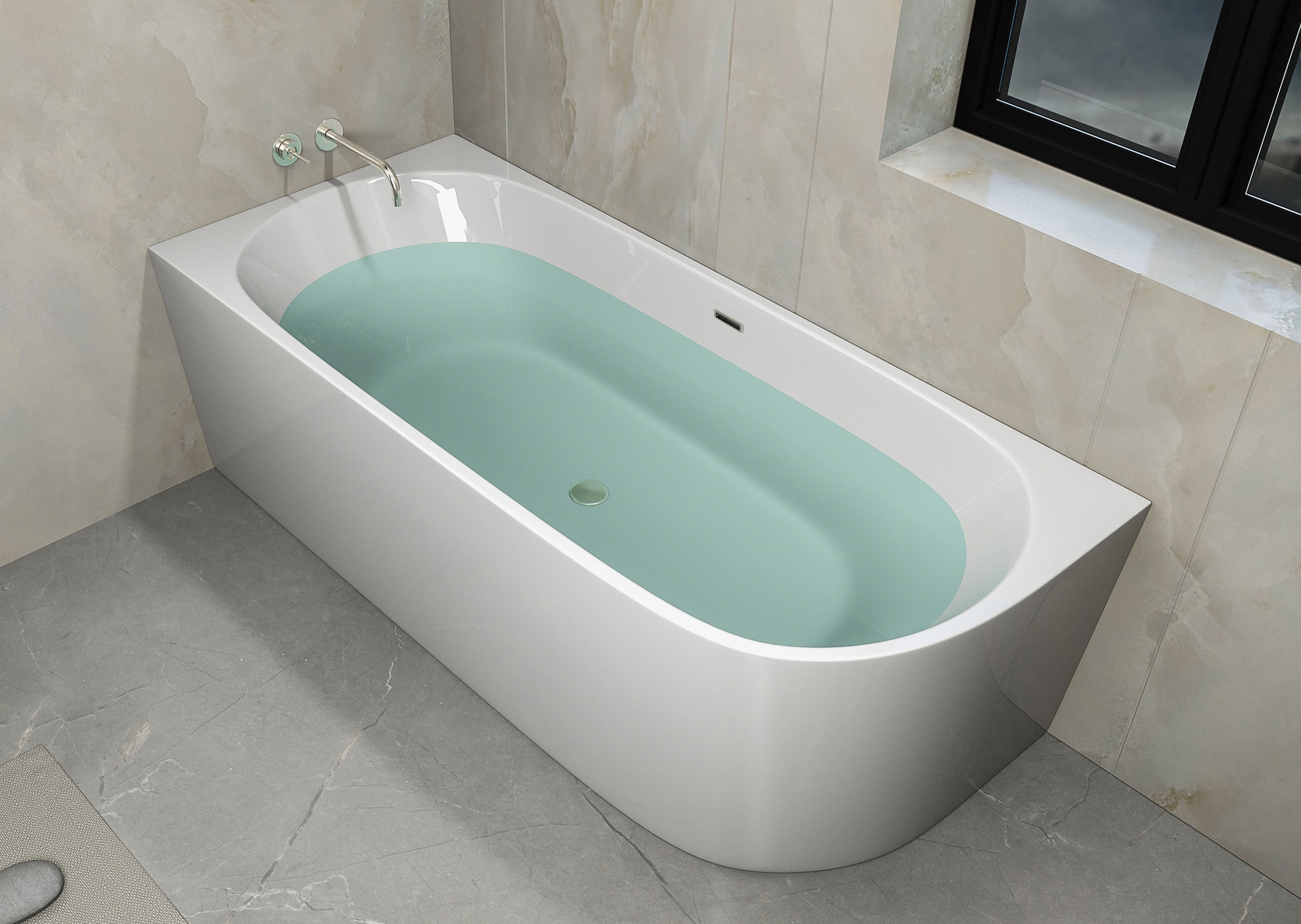 Sanotechnik Badewanne »SOLVA« Höhe 56 cm mit Ablaufstöpsel | verstellbare Füße | Überlauf 180cm, Acryl Badewanne links