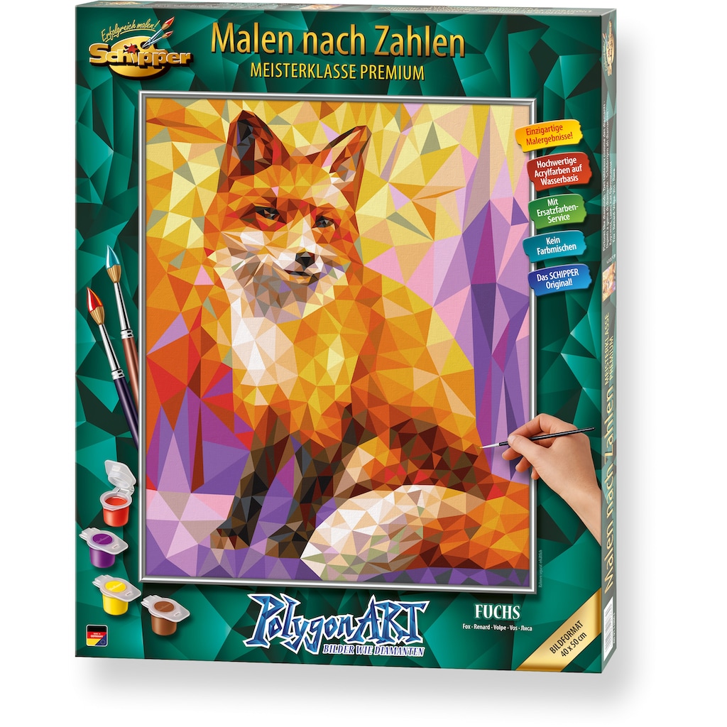 Schipper Malen nach Zahlen »Meisterklasse Premium - Polygon Art Fuchs«, Made in Germany