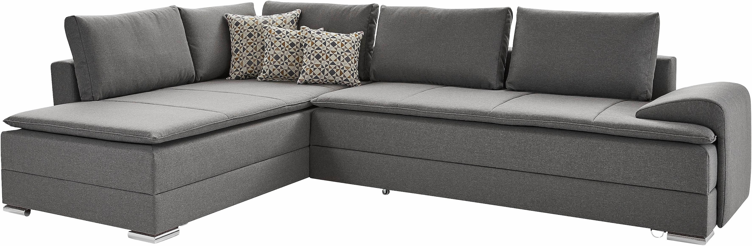 INOSIGN Ecksofa »Boxspringbett Night & Day L-Form mit Dauer-Schlaffunktion mit Armlehne«, mit Boxspring-Bettfunktion 180x200 cm und Bettkasten, Dauerschläfer!