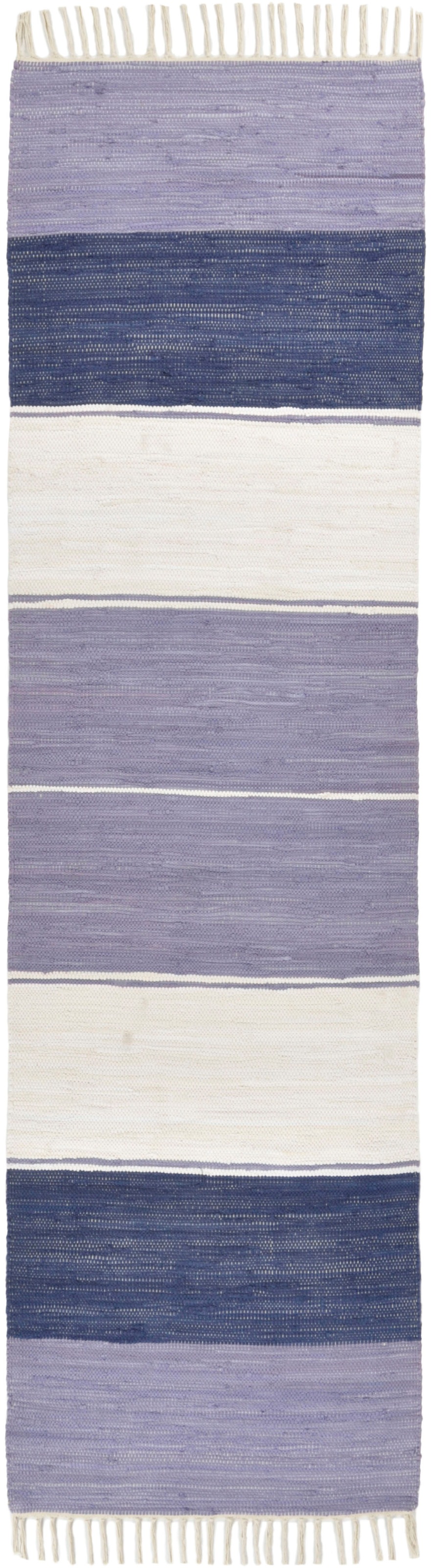 THEKO Läufer »Stripe Cotton«, rechteckig, 5 mm Höhe, Handweb Flachgewebe, reine Baumwolle, handgewebt, mit Fransen