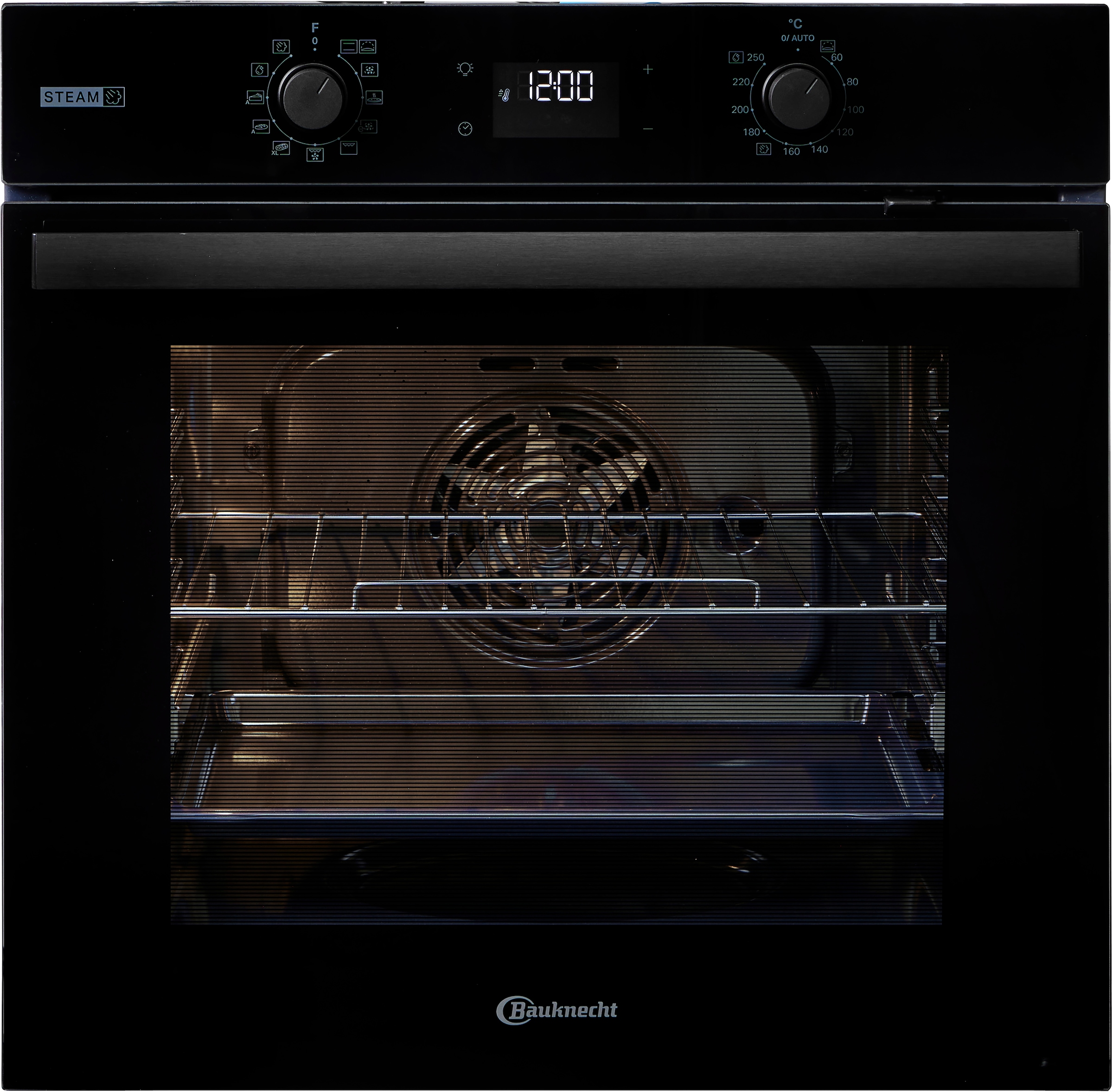 BAUKNECHT Backofen-Set »BAKO 760 Steam BL« mit 1-fach-Teleskopauszug Set, 2 Stk. tlg. GentleSteam - für ein saftiges Inneres und ein knuspriges Äußeres