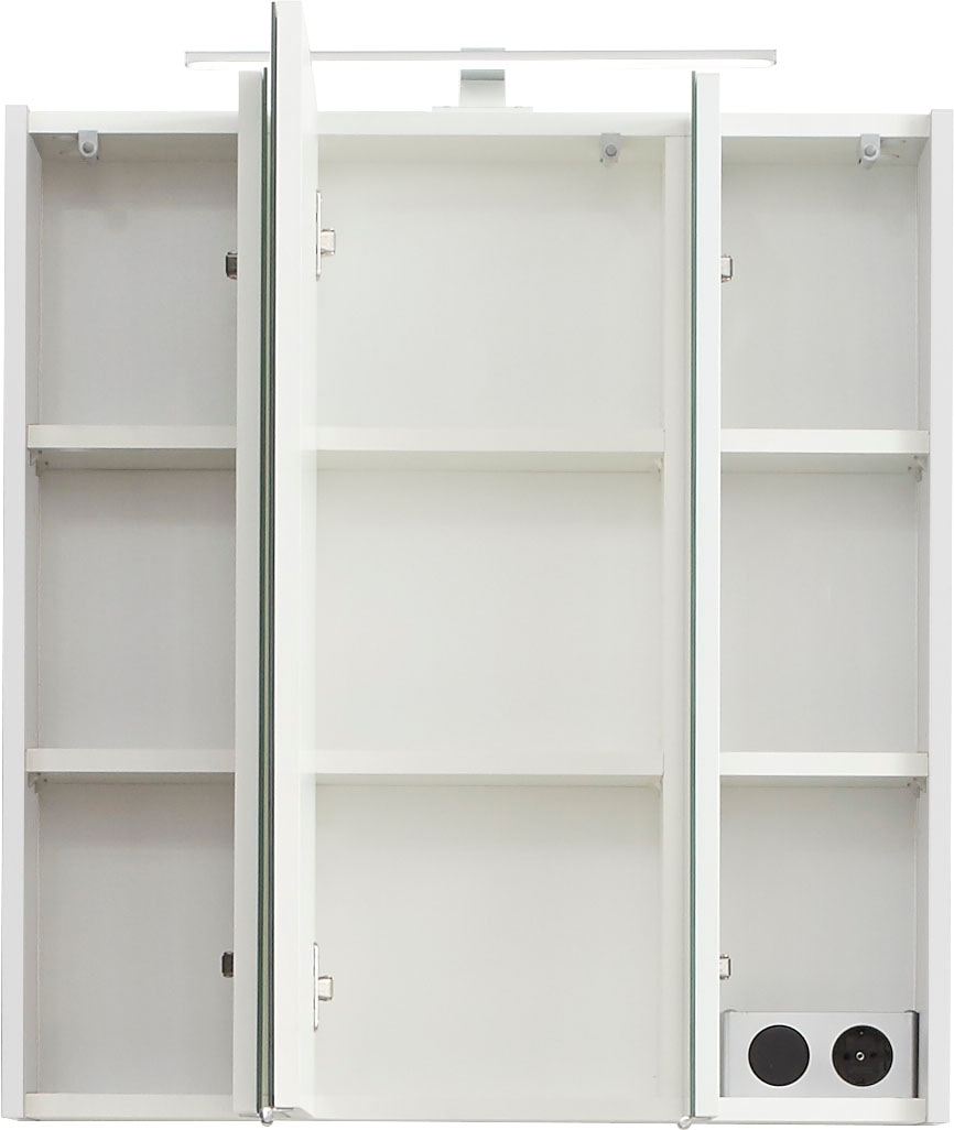 Saphir Badmöbel-Set »Quickset 3-teilig, Waschbeckenunterschrank mit LED-Spiegelschrank«, (7 St.), Midischrank, inkl. Türdämpfer, 7 Türen, 1 Nische, Bad-Set, grifflos