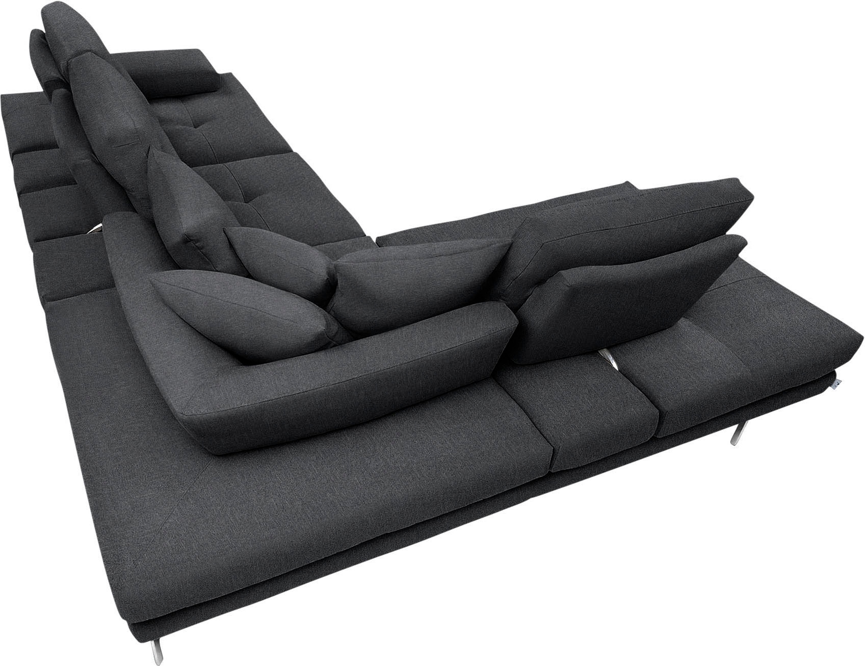 CALIA ITALIA Ecksofa »Toby Wing, L-Form, Designsofa mit sensationellem Sitzkomfort«, Sitztiefenverstell.,wahlw. mit Kissen-Set, Füße chrom glänzend