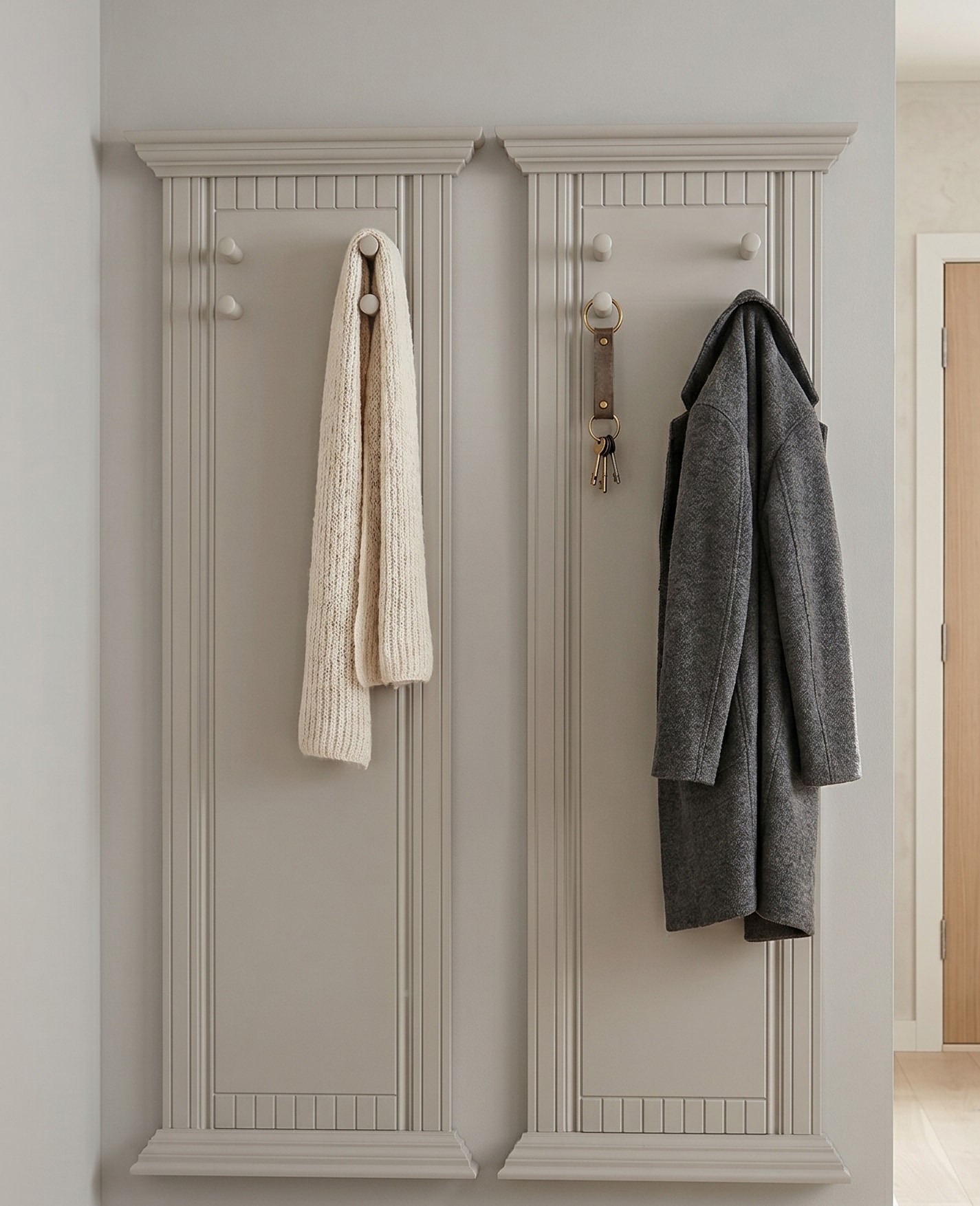 OTTO home Garderobenpaneel »Rustic, Set aus 2 Paneelen, Landhausstil« 2 Stk. tlg. aus massiver Kiefer, mit dekorativen Fräsungen