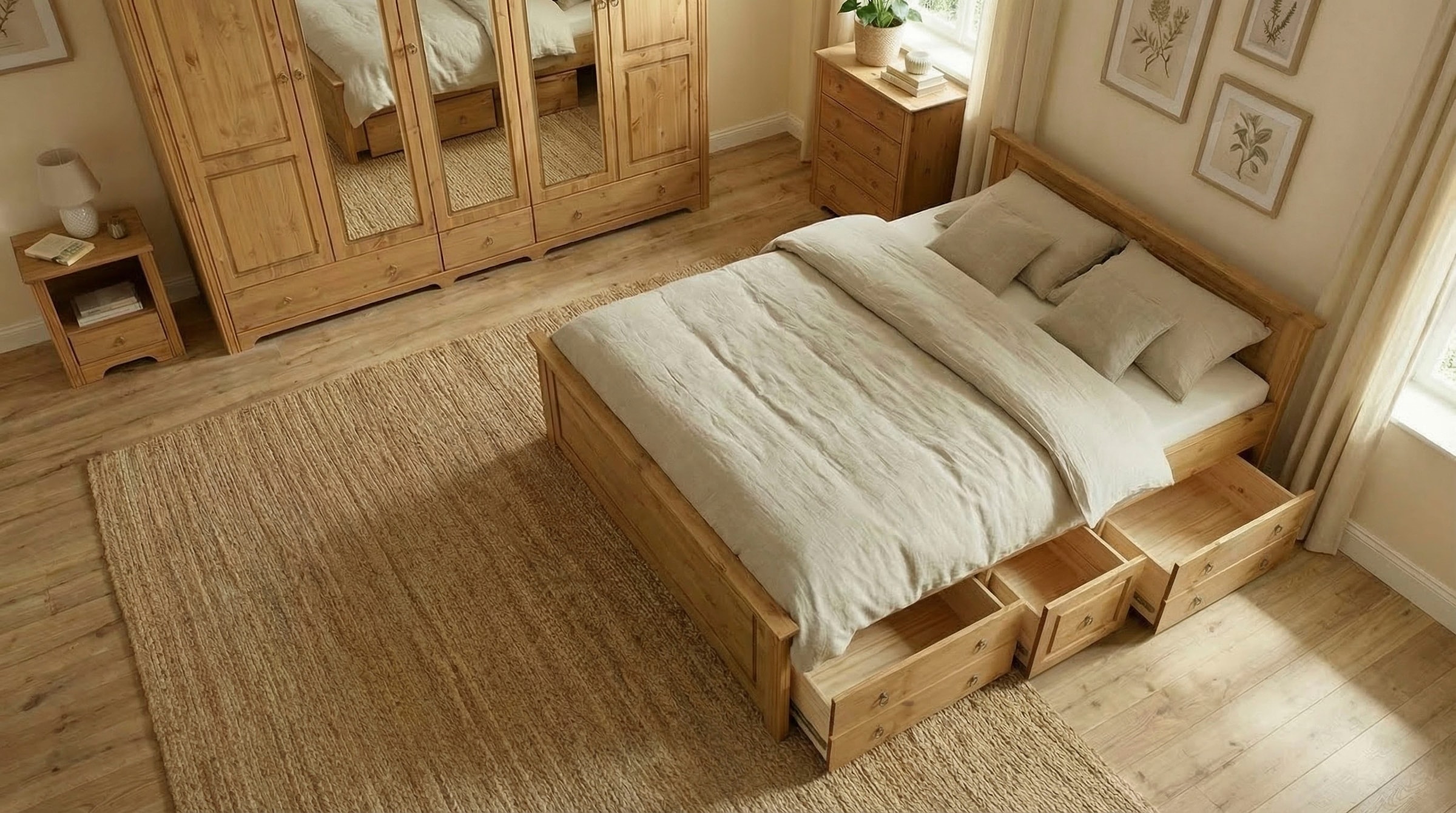 OTTO home Massivholzbett »Hugo, hohe Belastbarkeit! FSC® zertifiziertes Massivholz, Landhausstil« Breite/Belastbarkeit 180cm/200KG, 140cm/180KG,  Stauraumbett aus massiver Kiefer