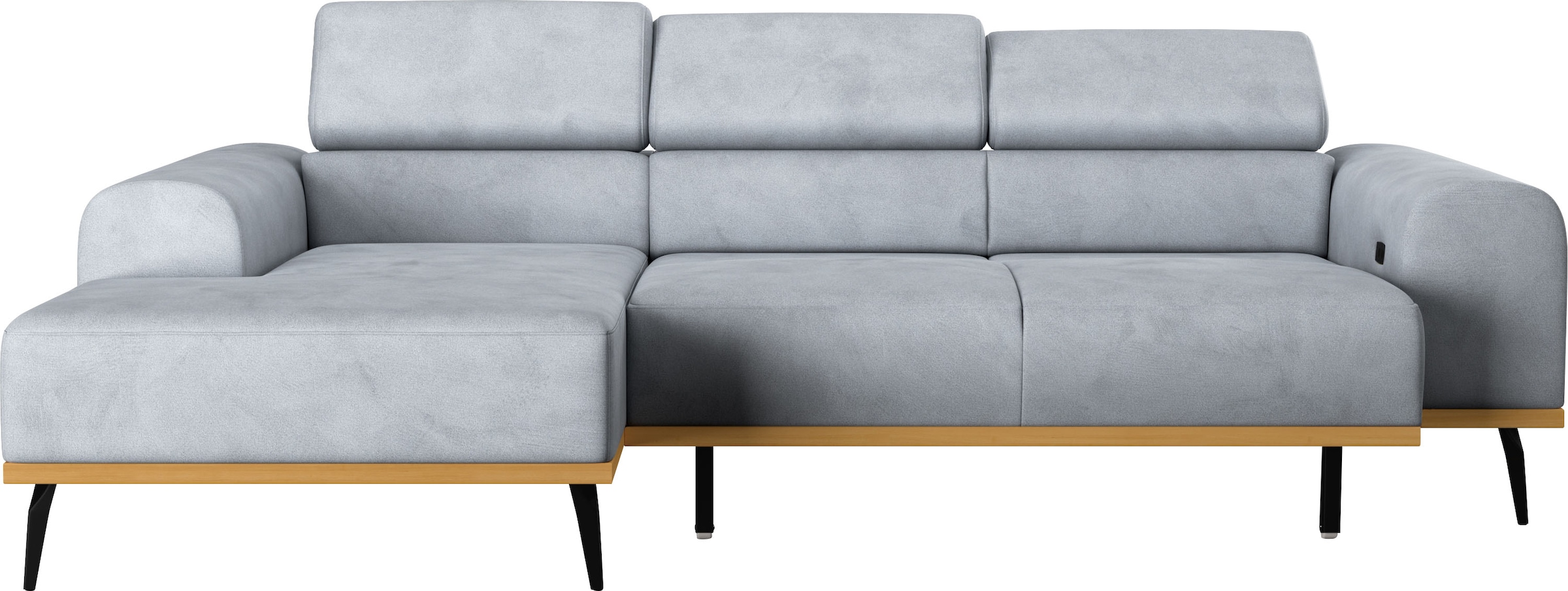 Places of Style Ecksofa »Carlo L-Form«, mit Kopfteilverstellung & Holz-Rahmenoptik, optional Relaxfunktion