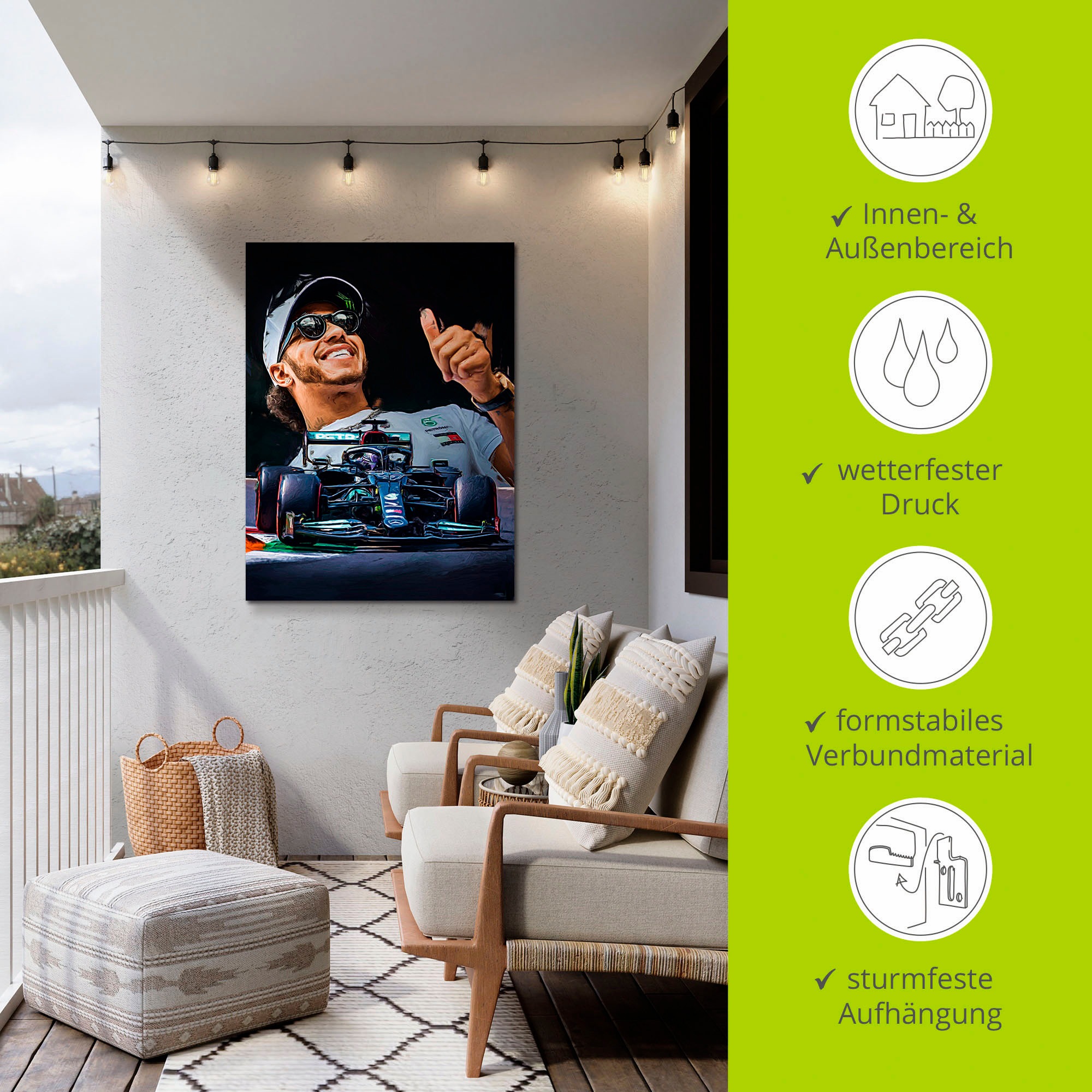 Artland Wandbild »Sir Lewis Hamilton alias LH44«, Auto, (1 St.), als Alubild, Outdoorbild, Leinwandbild, Poster in verschied. Größen