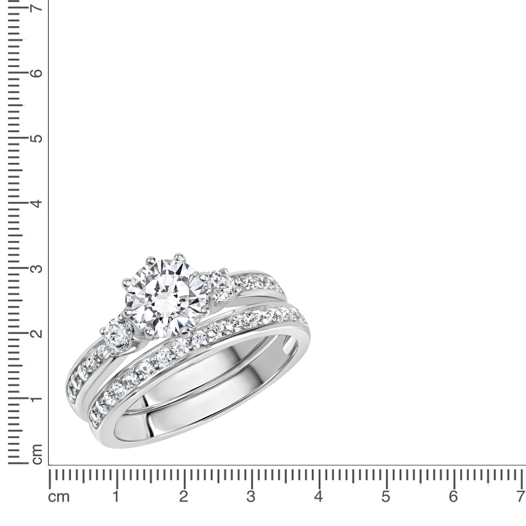 Zeeme Fingerring »Silber 925 zweiteilig mit Zirkonia weiß«
