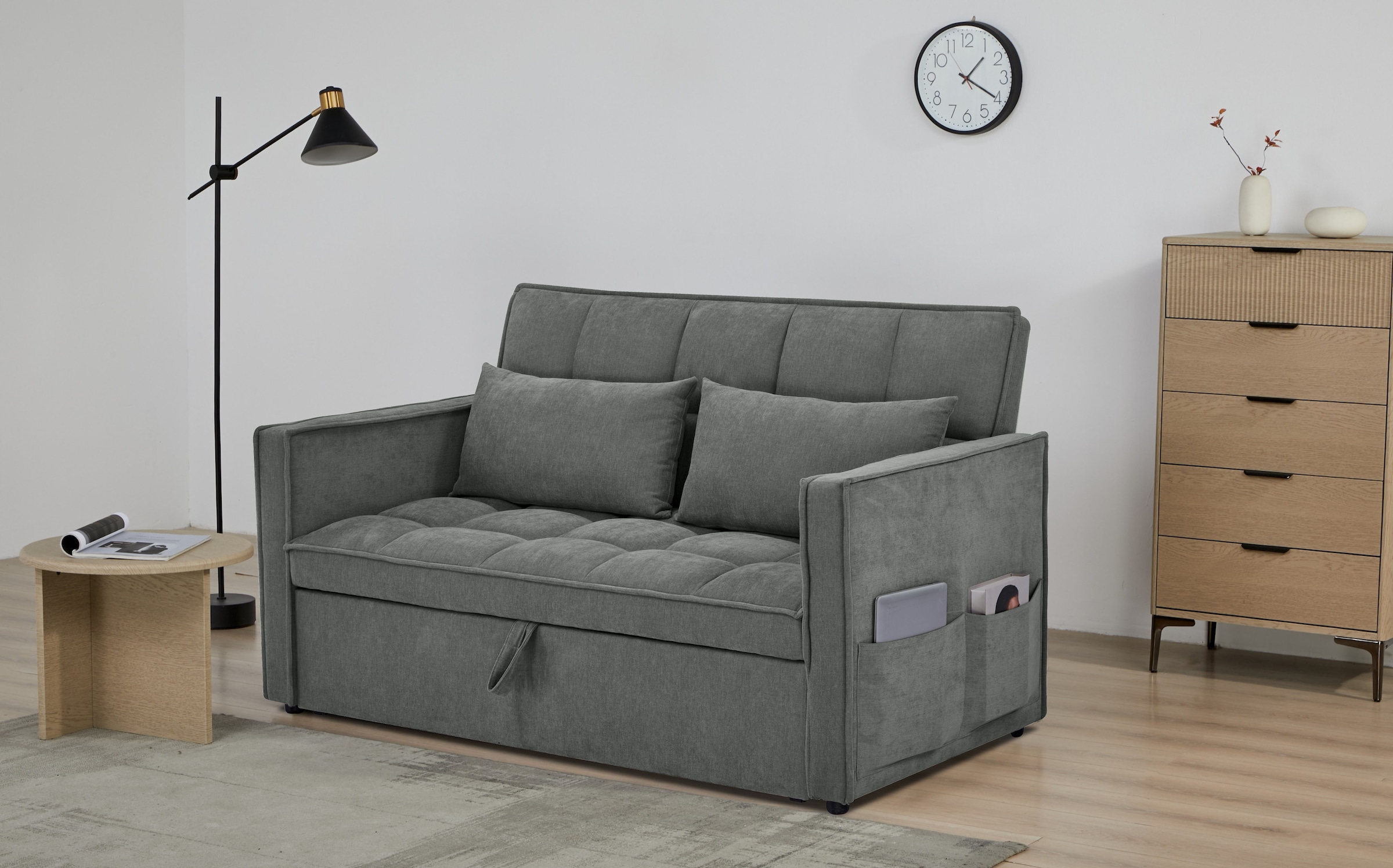 OTTO home Schlafsofa »STEFFO, 159 cm, 2-Sitzer, mit verstellbarer Rückenlehne« Klappmechanismus, Feinstruktur-Bezug, natürliche Farben