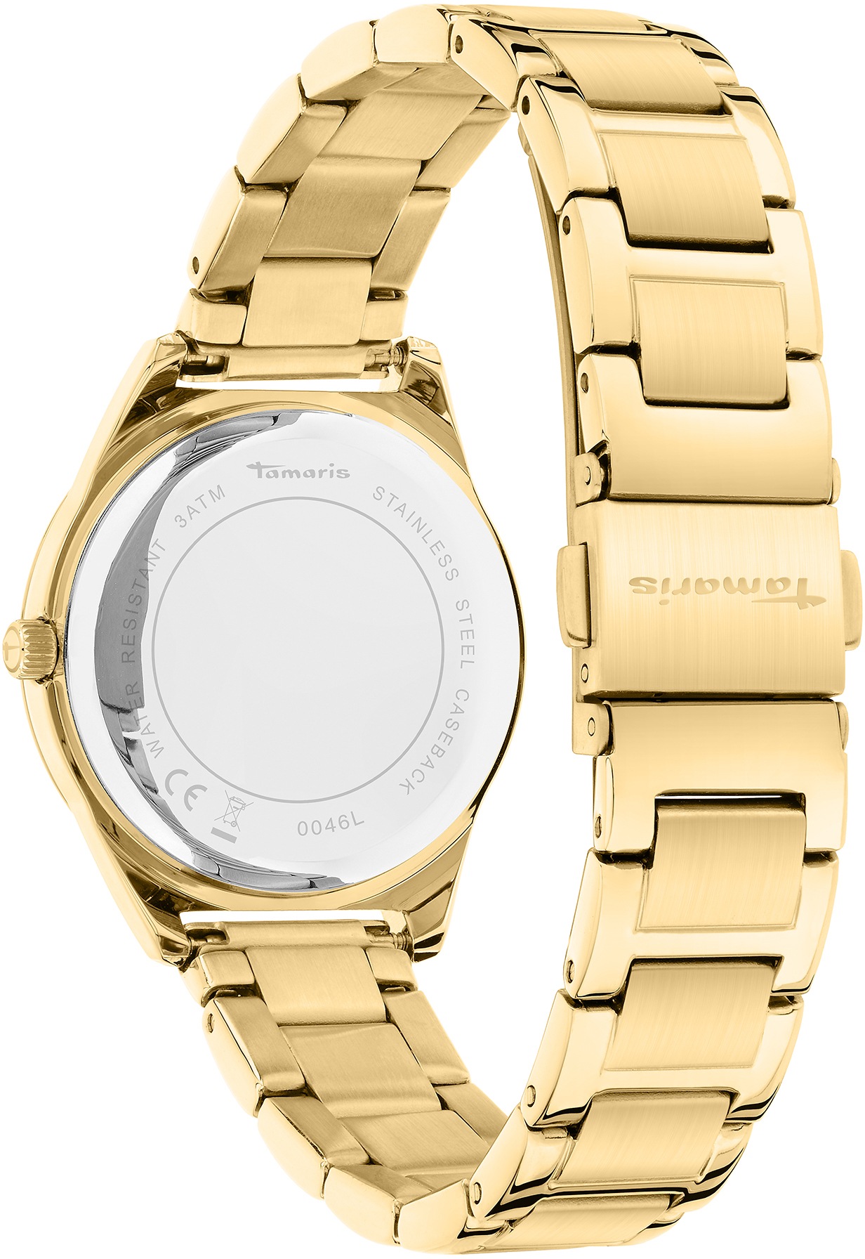Tamaris Quarzuhr »TT-0045-MQ« Armbanduhr, Damenuhr, Edelstahlarmband, analog, Zirkonia (synth.)