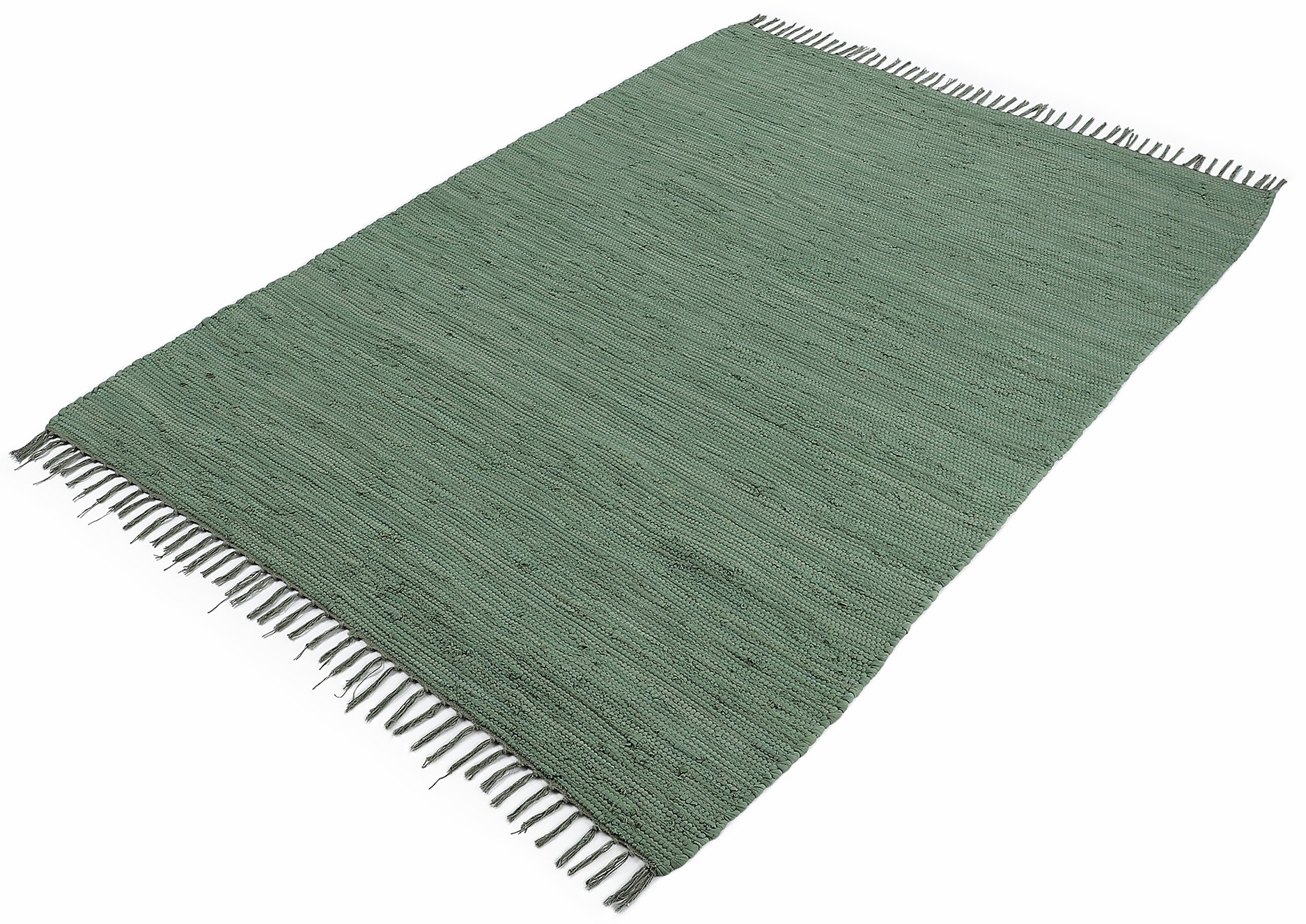 carpetfine Teppich »Kelim Chindi uni, auch als Läufer«, rechteckig, 5 mm Höhe, Wendeteppich, reine Baumwolle, handgewebt, Uni-Farben, mit Fransen